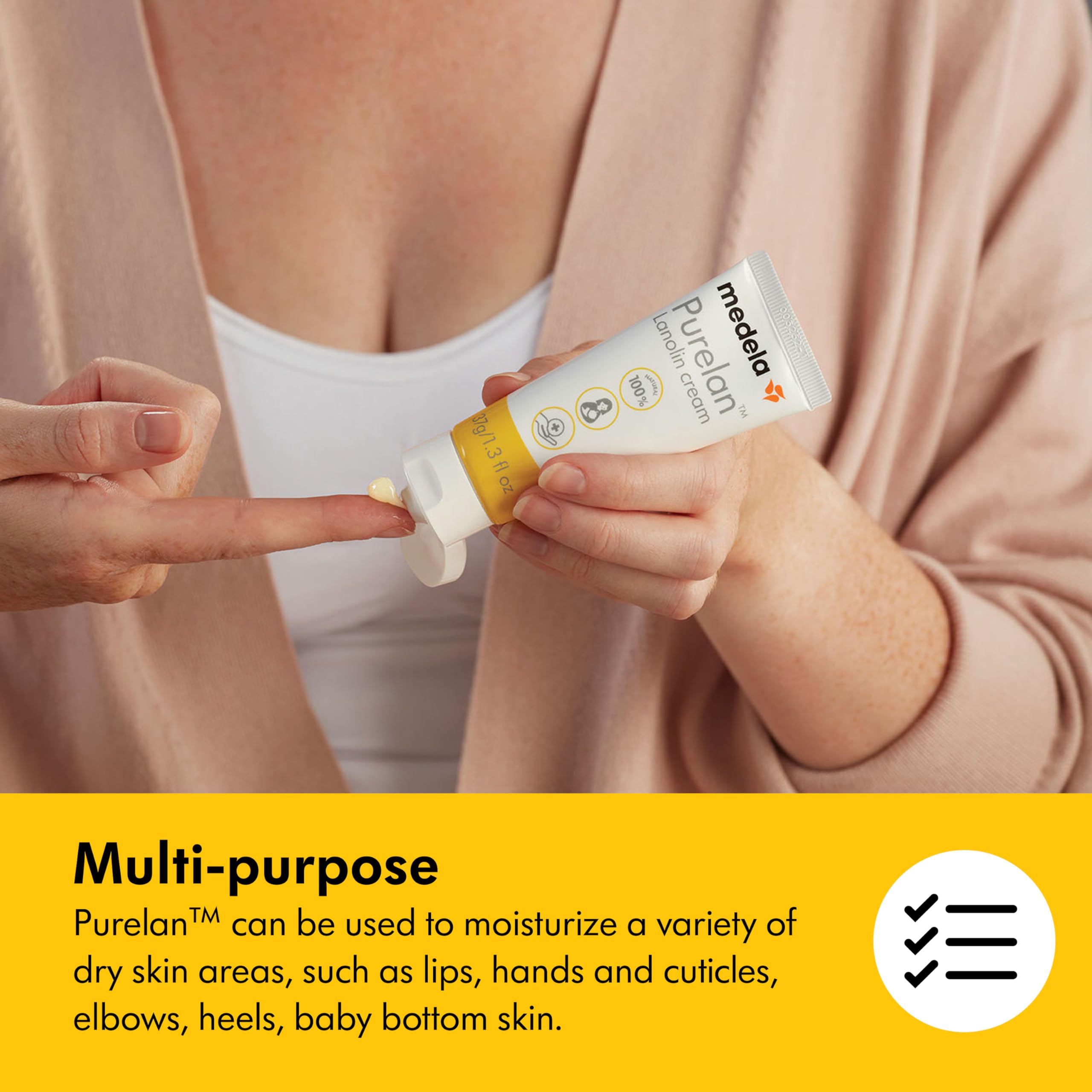 Medela Purelan Lanolin Nipple Cream, Fast Relief for Sore Nipples & Dry Skin During Breastfeeding, Safe for Breastfeeding Baby, Natural, Hypoallergenic, Fragrance-Free, 37g