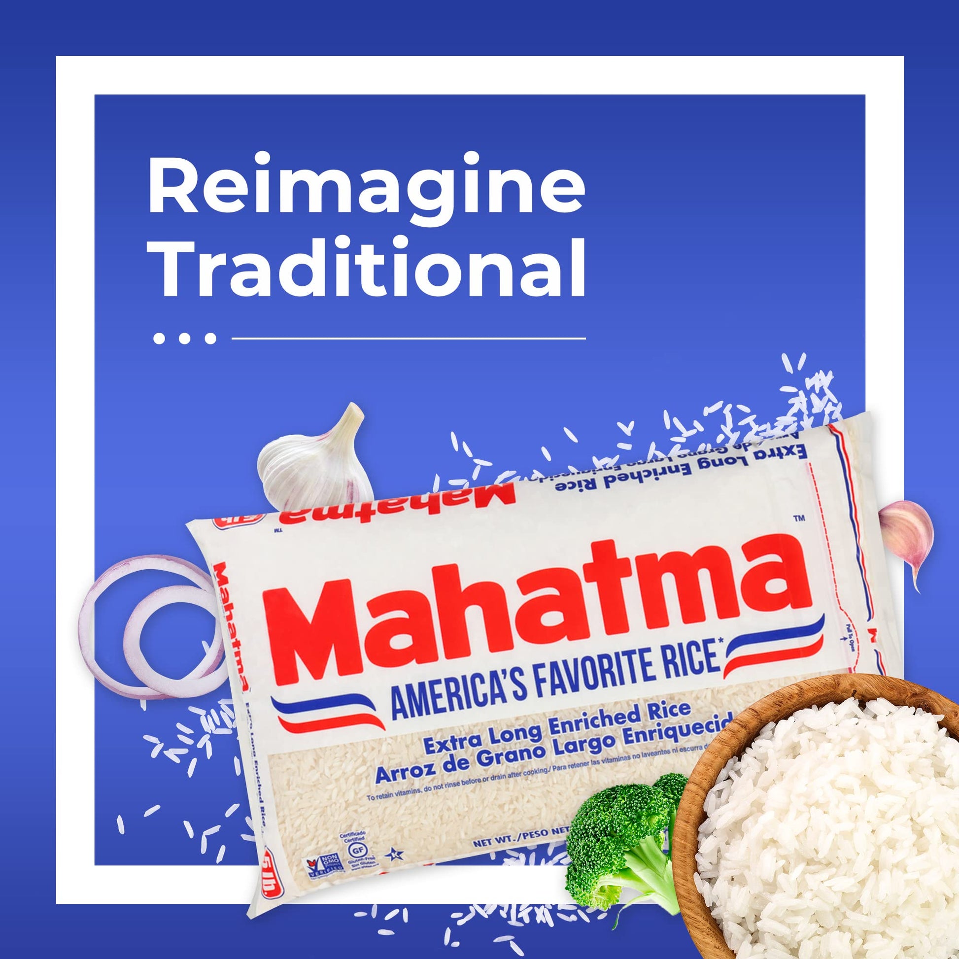 Mahatma Extra-Long-Grain Rice 5-Pound Rice Bag, Gluten-Free and Non-GMO White Bulk bag, 1 Bag of