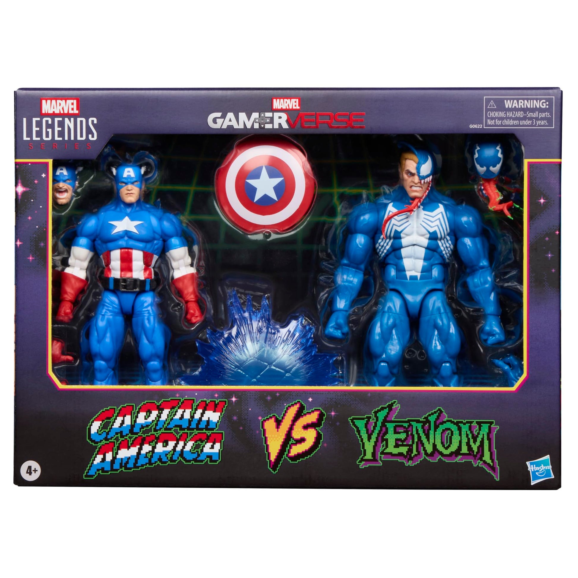 Marvel Legends Series Gamerverse Captain America vs Venom, Retro Video Game-Inspired Collectible 6-Inch Action Figures