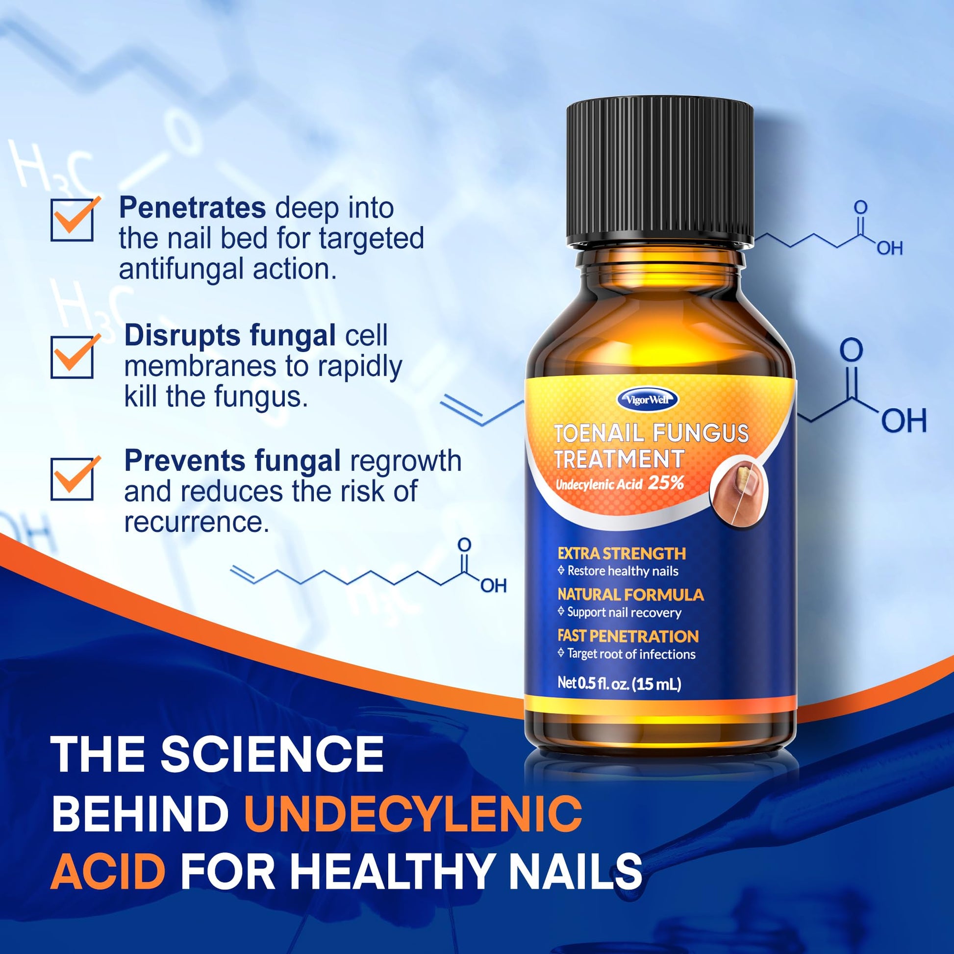 Toenail Fungus Treatment with 25% Undecylenic Acid: Toenail Fungus Treatment Extra Strength for Thick, Yellow and Damaged Nails - Safe and Gentle for Nails Care
