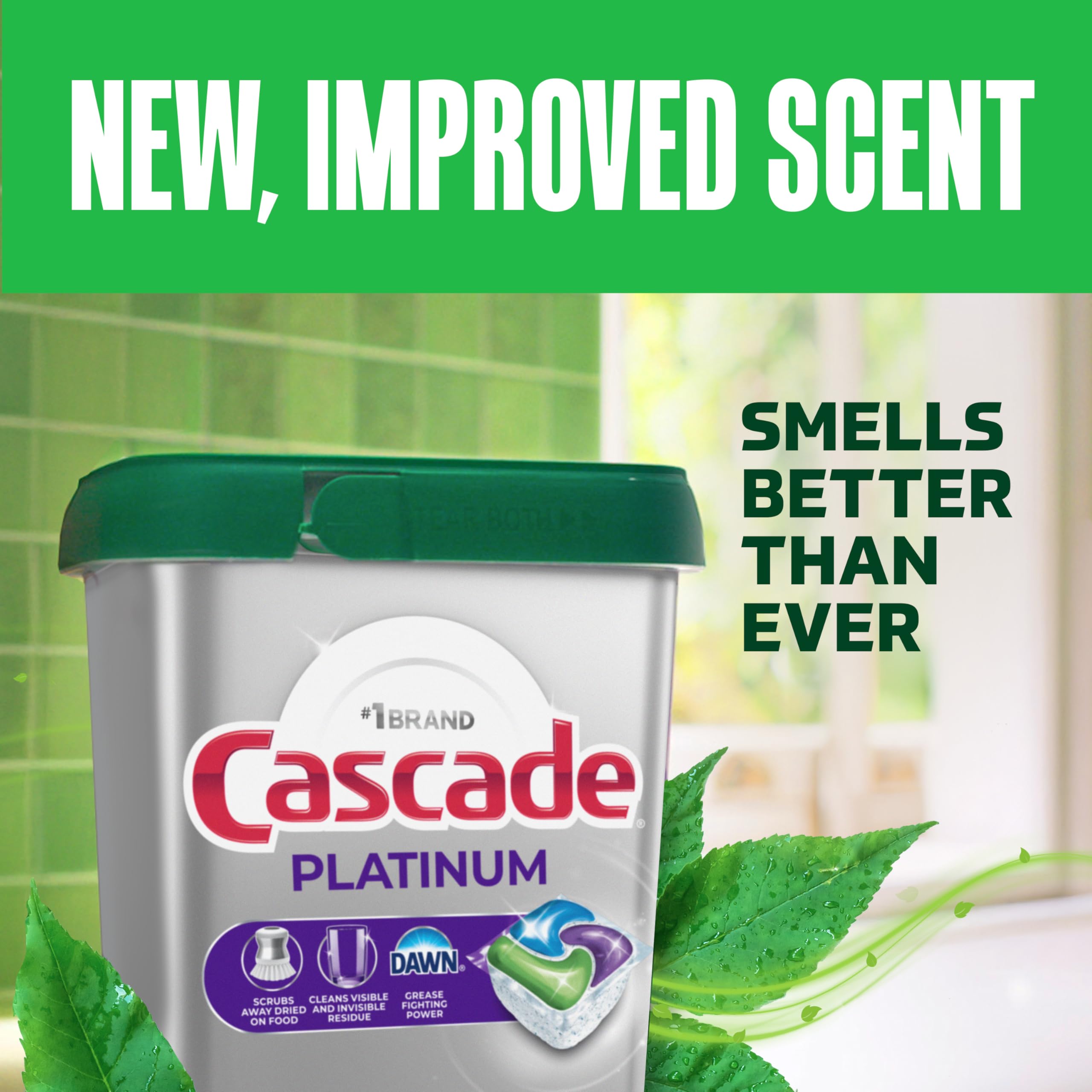 Cascade Platinum Dishwasher Pods, Dishwasher Detergent, Dish Detergent Soap, Fresh, 12 count