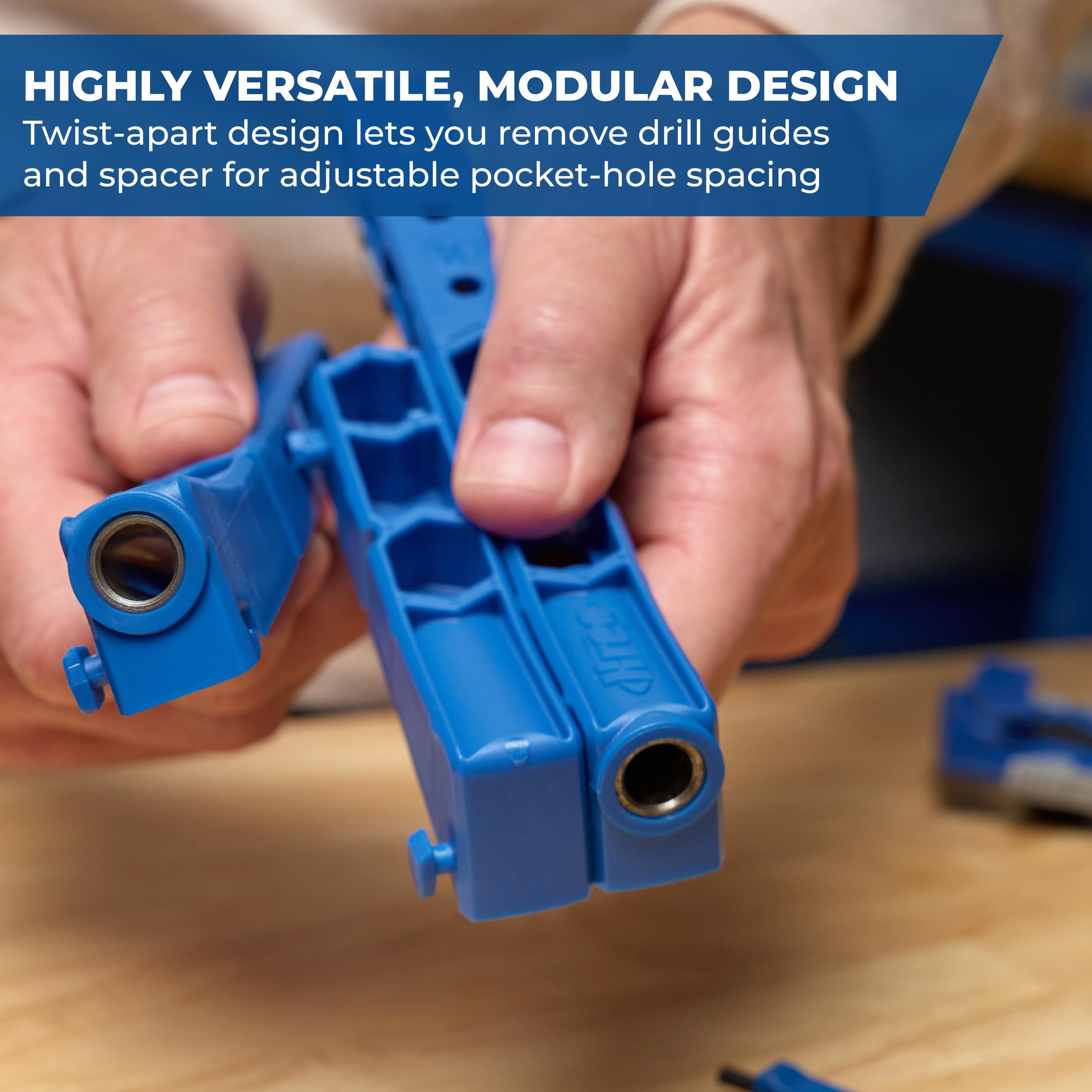 KREG Durable Pocket-Hole Jig 320 with Classic 2 Inch Face Clamp - Includes Wood Clamps for Woodworking & Tight Spaces - For Materials 1/2 Inch to 1 1/2 Inch Thick