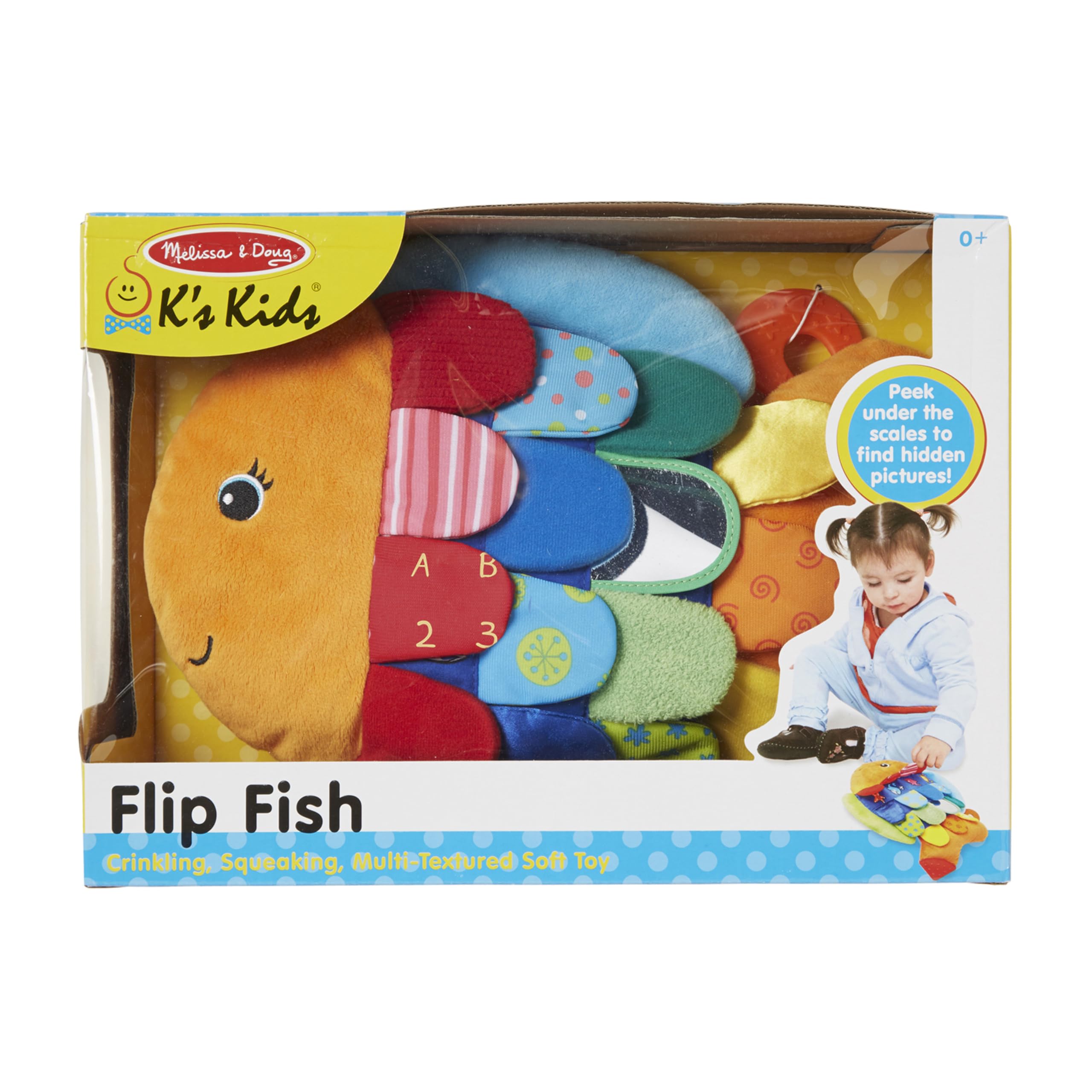 Melissa & Doug Flip Fish Soft Baby Toy Sensory Tummy Time Toys, Soft Fabric Tag Toy for Babies, Infants