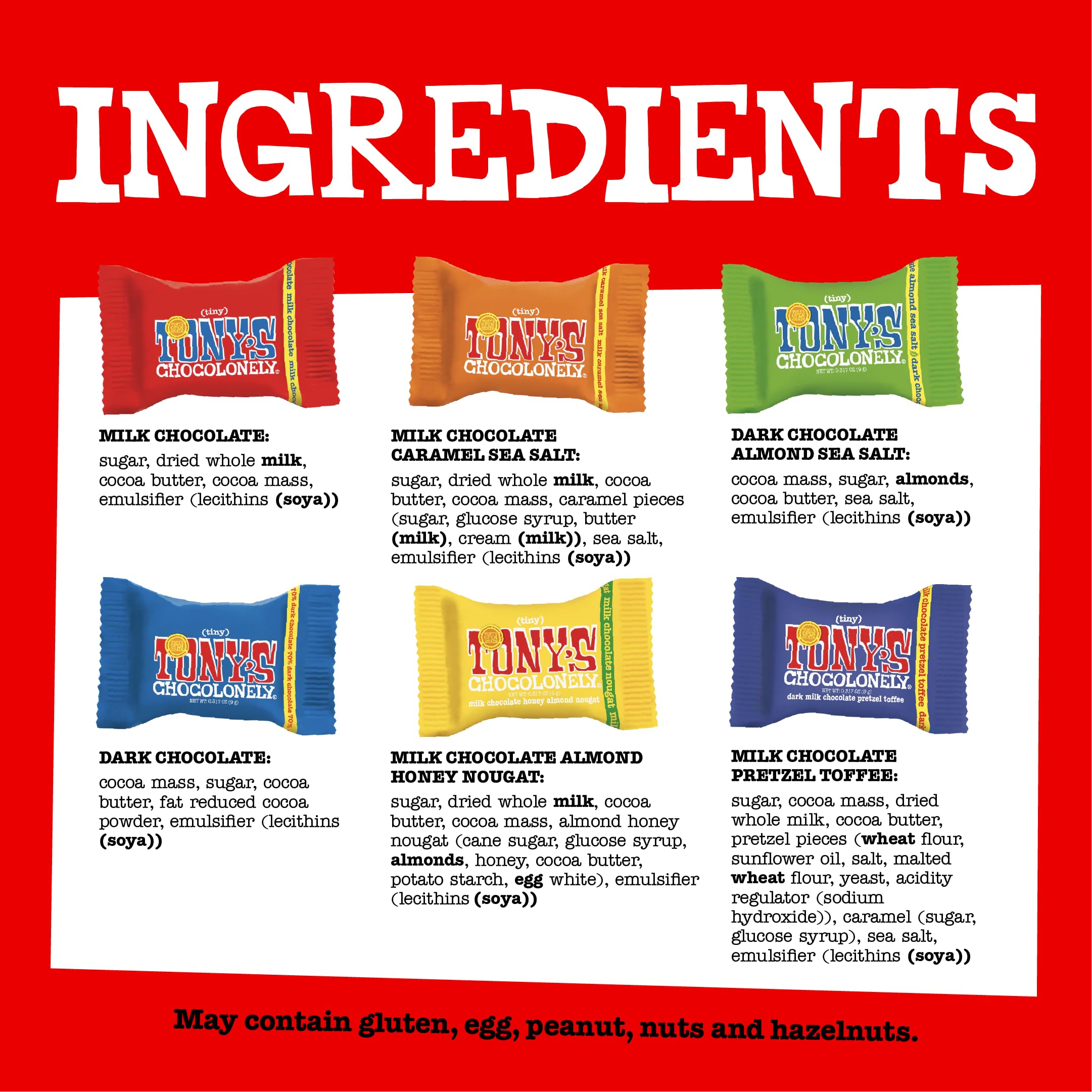 Tony's Chocolonely Assorted Milk Chocolate Pieces - Belgium Chocolate, Fairtrade & B Corp Certified (36 pieces, 11.28 oz)