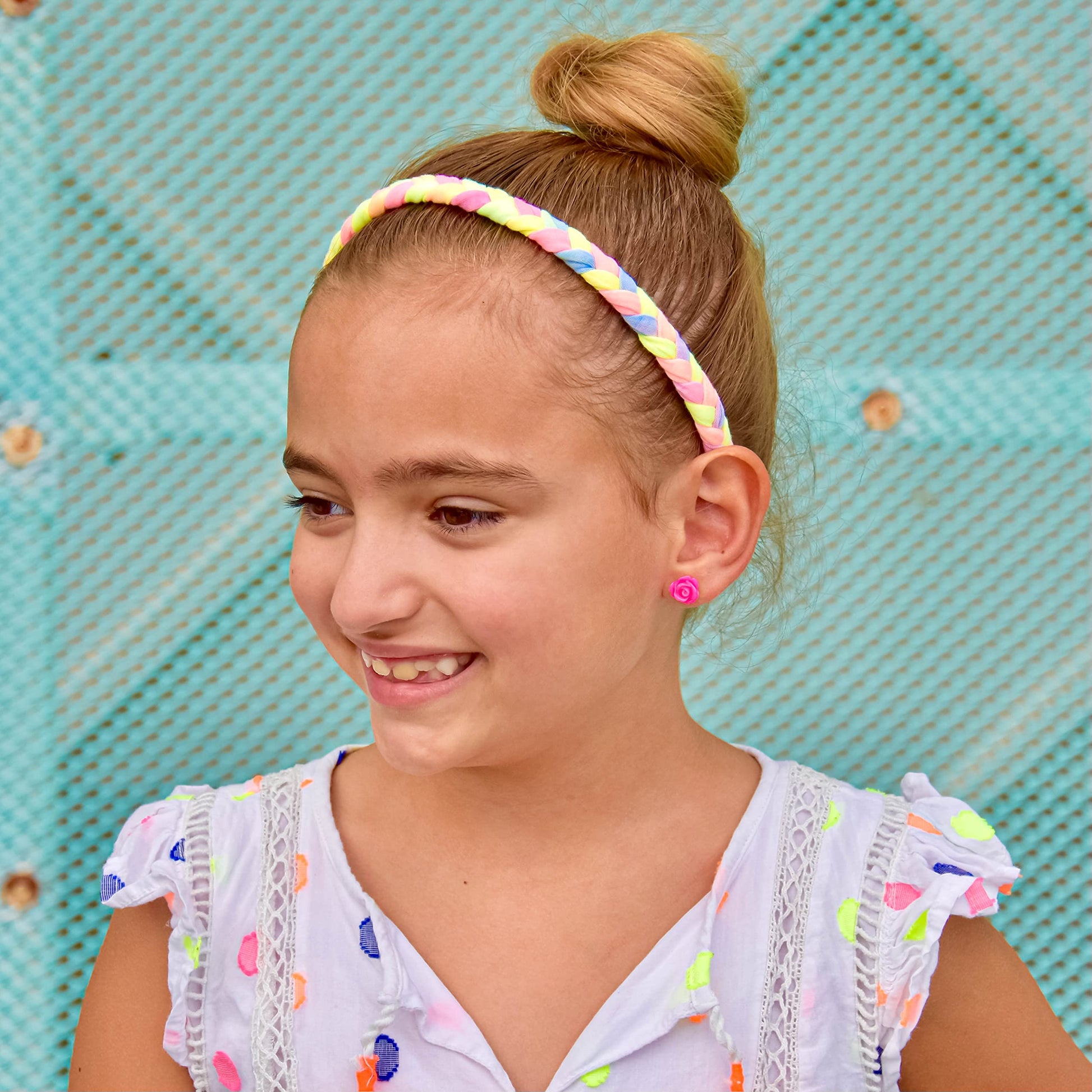FROG SAC 4 Braided Headbands for Girls, Adjustable Rainbow Tie Dye Braid Head Bands for Kids, Stretch Elastic Cloth Fabric Hairbands Accessories for Women, Teen Easter Basket Fillers Stocking Stuffers