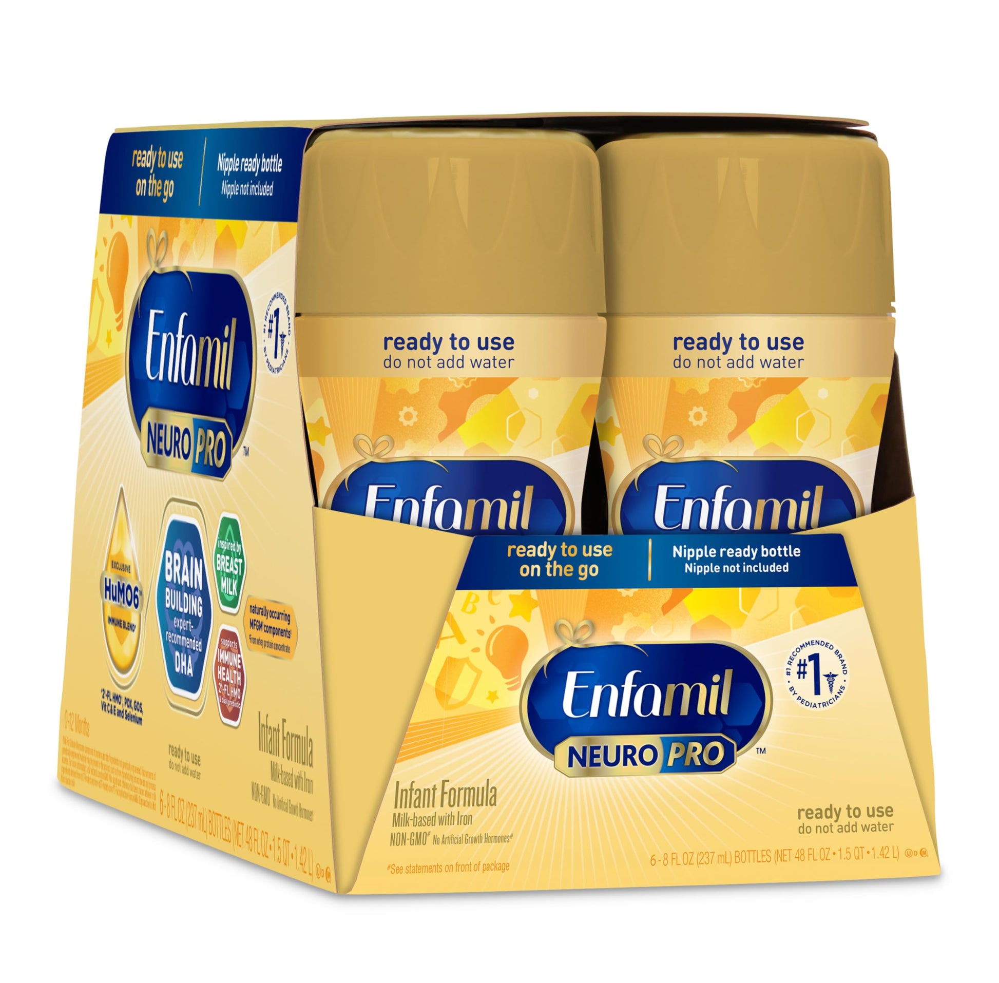 Enfamil NeuroPro Baby Formula, MFGM* 5-Year Benefit, Expert-Recommended Brain-Building Omega-3 DHA, Exclusive Immune Supporting HuMO6 Blend, Ready-to-Feed Infant Formula, Liquid, 8 Fl Oz, 24 Bottles