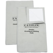 CATIFLIN 2pcs Multi-Layer Jewelry Cleaning Cloth, Large Silver Polishing Cloth, 100% Cotton Jewelry Polishing Cloths for Gold, Silver and Platinum Jewelry (Light Gray, 10 "X12")
