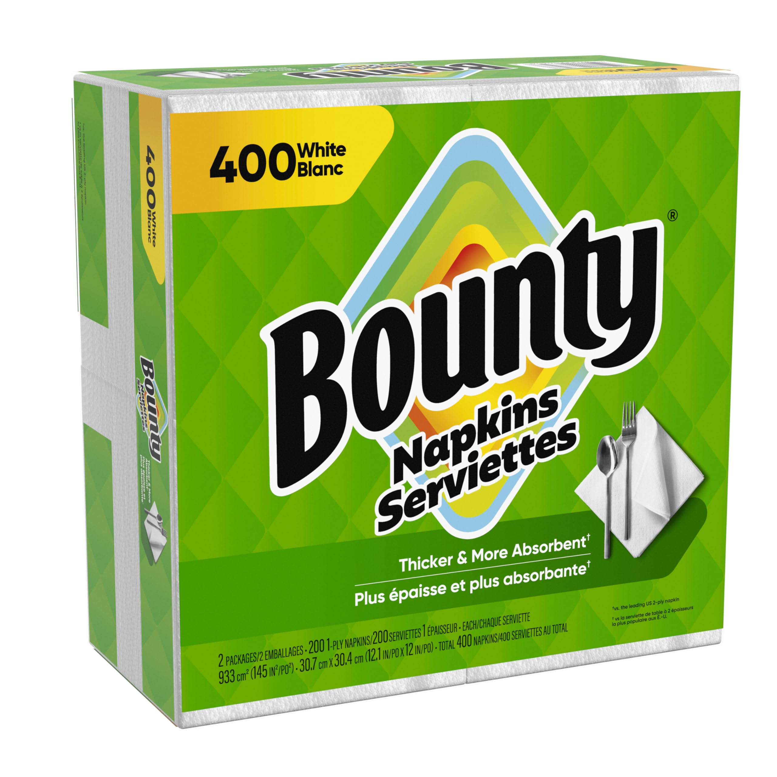 Bounty Paper Napkins, White, 400 Count