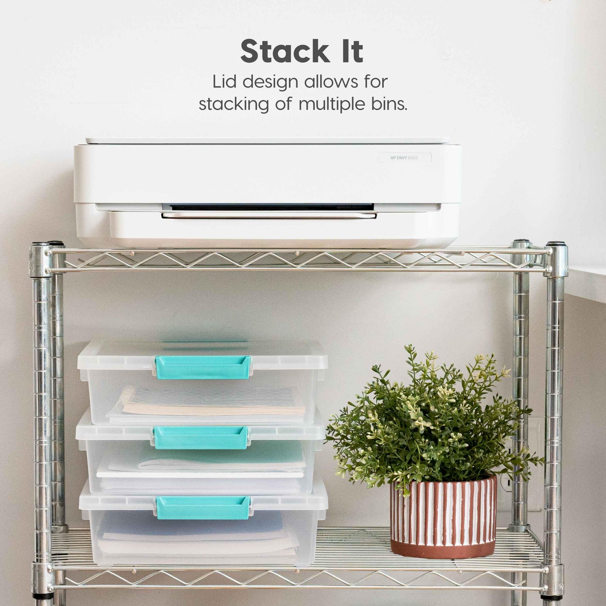 IRIS USA 6 Qt. Plastic Storage Bins Containers with Lids, 4 Pack, Small Sensory Bin, Craft Storage, Craft Organizers & Storage, Organizing Container for Home, Office & Art Supplies, Stackable, Clear