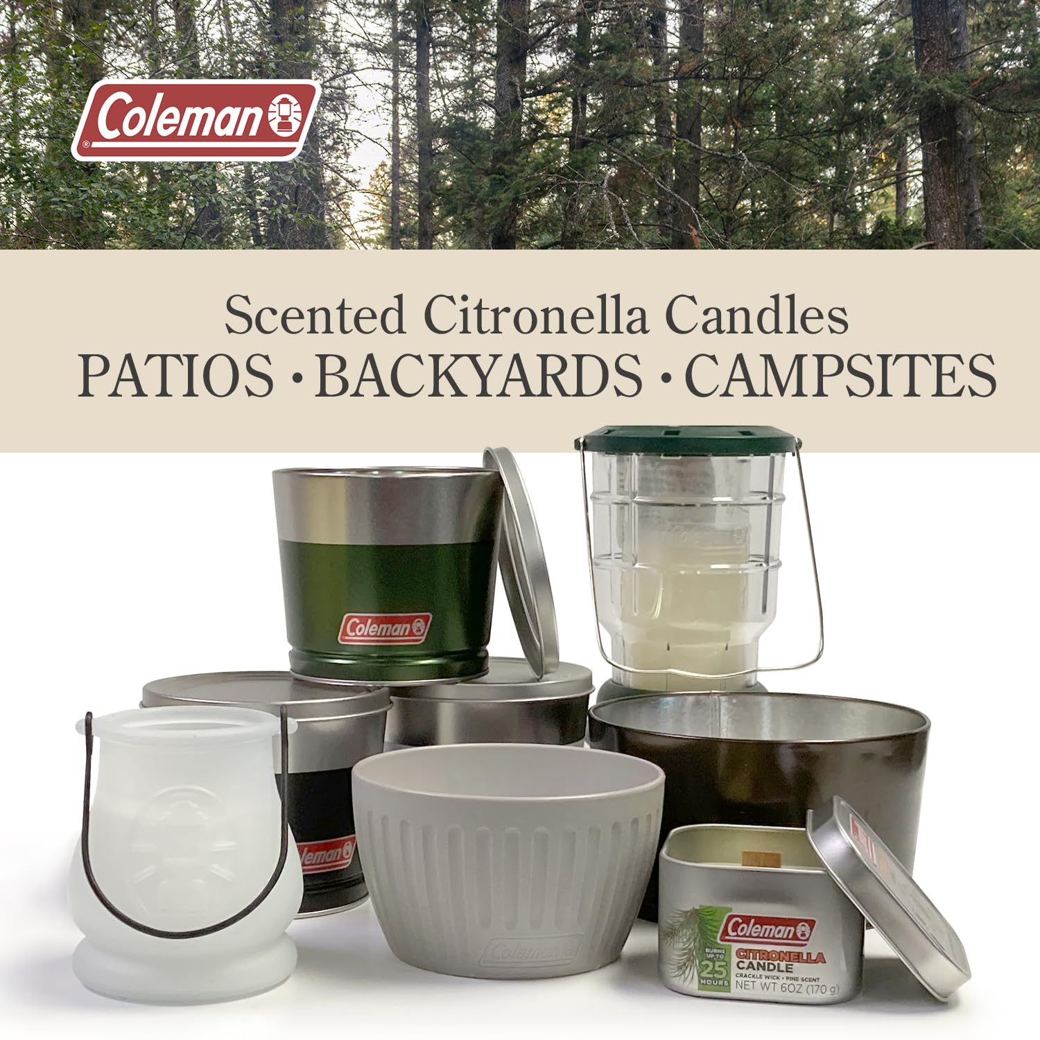 Coleman 70+ Hour Citronella Candle Outdoor Lantern, Classic Design with Easy Carry and Hang Handle, Extended Burn Time for Camping, Picnics, and Patio Ambiance, 6.7 oz, Red