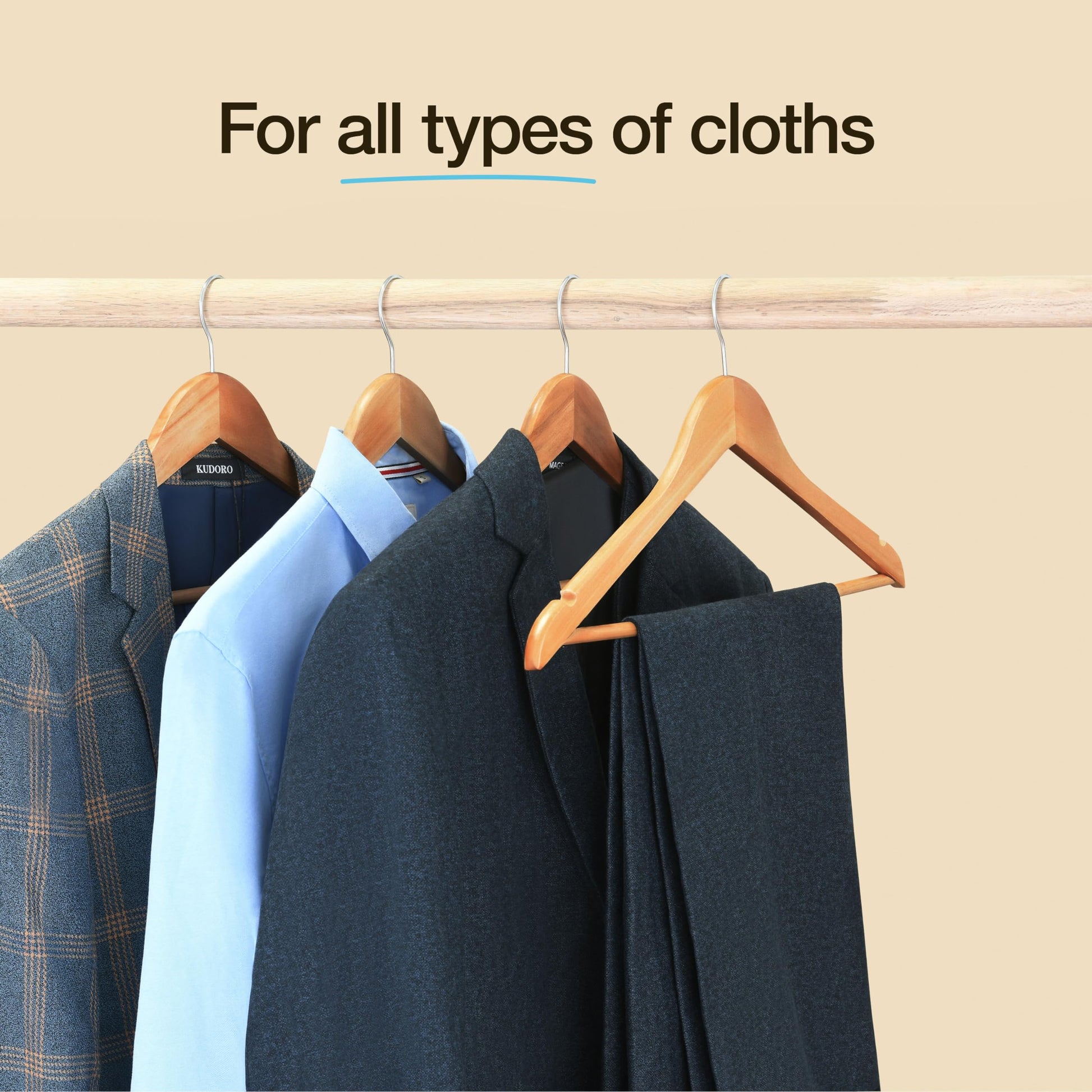 Premium Wooden Hangers 20 Pack - Durable Non Slip Coat Hangers Heavy Duty- Natural Solid Wood Hangers - Clothes Hangers with Chrome Swivel Hooks - Great for Jacket, Dress, Suit Hangers, Home-It