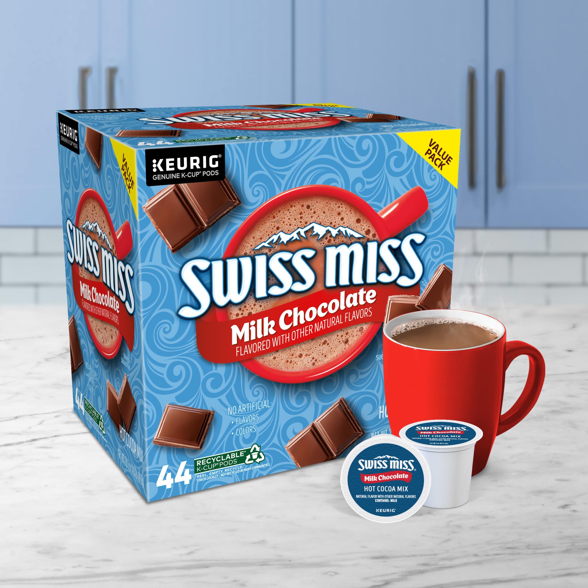 Swiss Miss Milk Chocolate Hot Cocoa, Single-Serve Keurig K-Cup Pods, Hot Chocolate, 44 Count