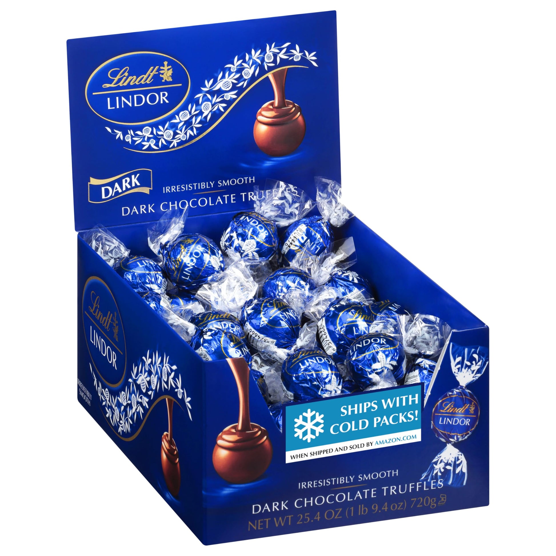 Lindt LINDOR Dark Chocolate Candy Truffles, Dark Chocolate with Smooth, Melting Truffle Center, 25.4 oz., 60 Count