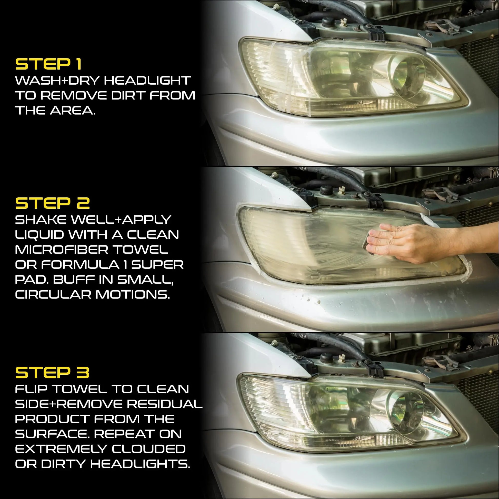 Formula 1 Headlight Restorer & Sealant – One Step Polish to Clean & Renew Yellowed Headlights, Windscreens, or Exterior Plastics (8 oz.)