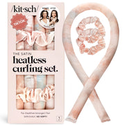 Kitsch Satin Heatless Curling Set - Heatless Curls Overnight with Hair Curler & 2 Satin Scrunchies - Hair Curlers to Sleep In for Overnight Curls - Overnight Blowout Rods - Sunset Tie Dye