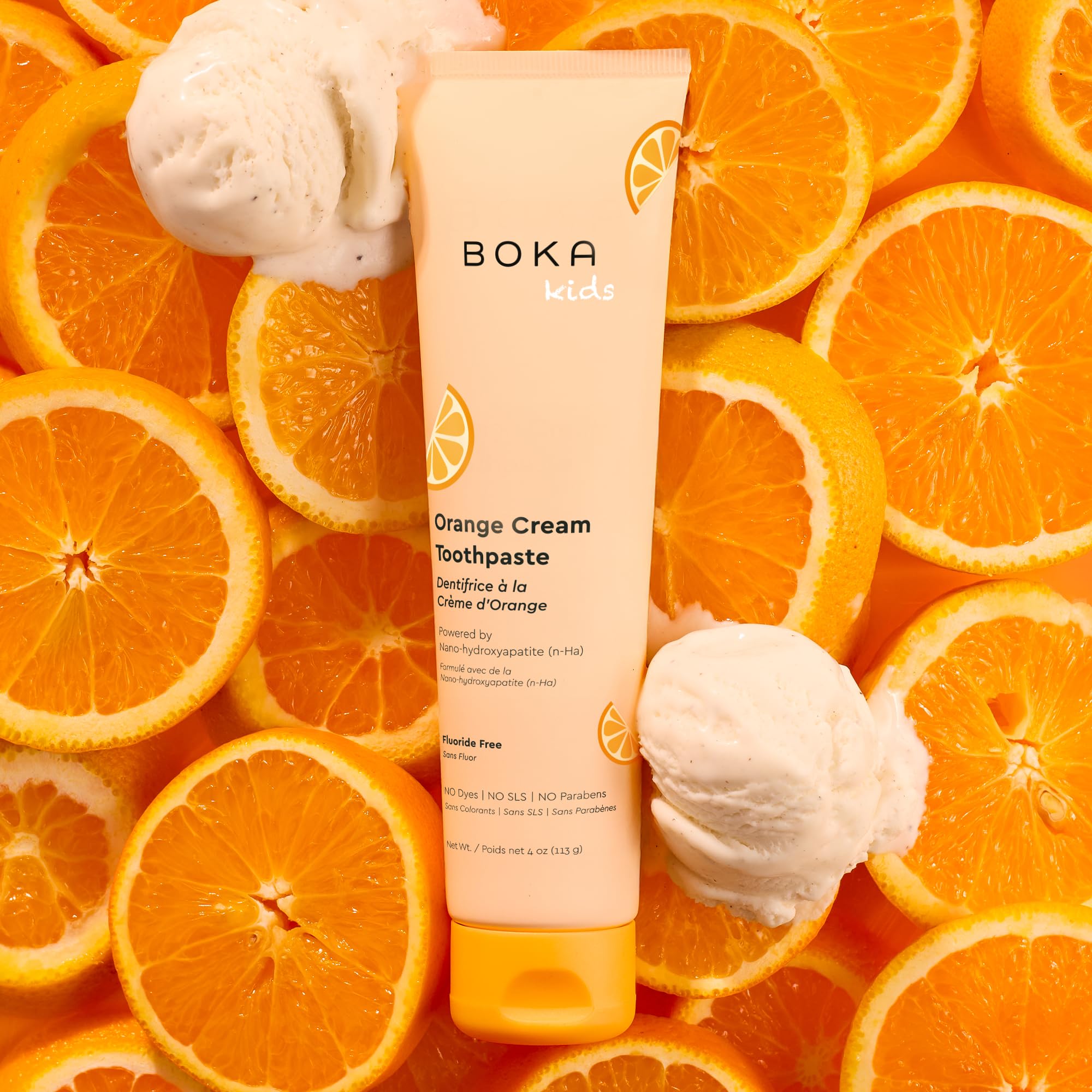 Boka Fluoride Free Toothpaste Nano Hydroxyapatite Toothpaste - Orange Cream Flavor, 4 oz 1Pk US Manufactured