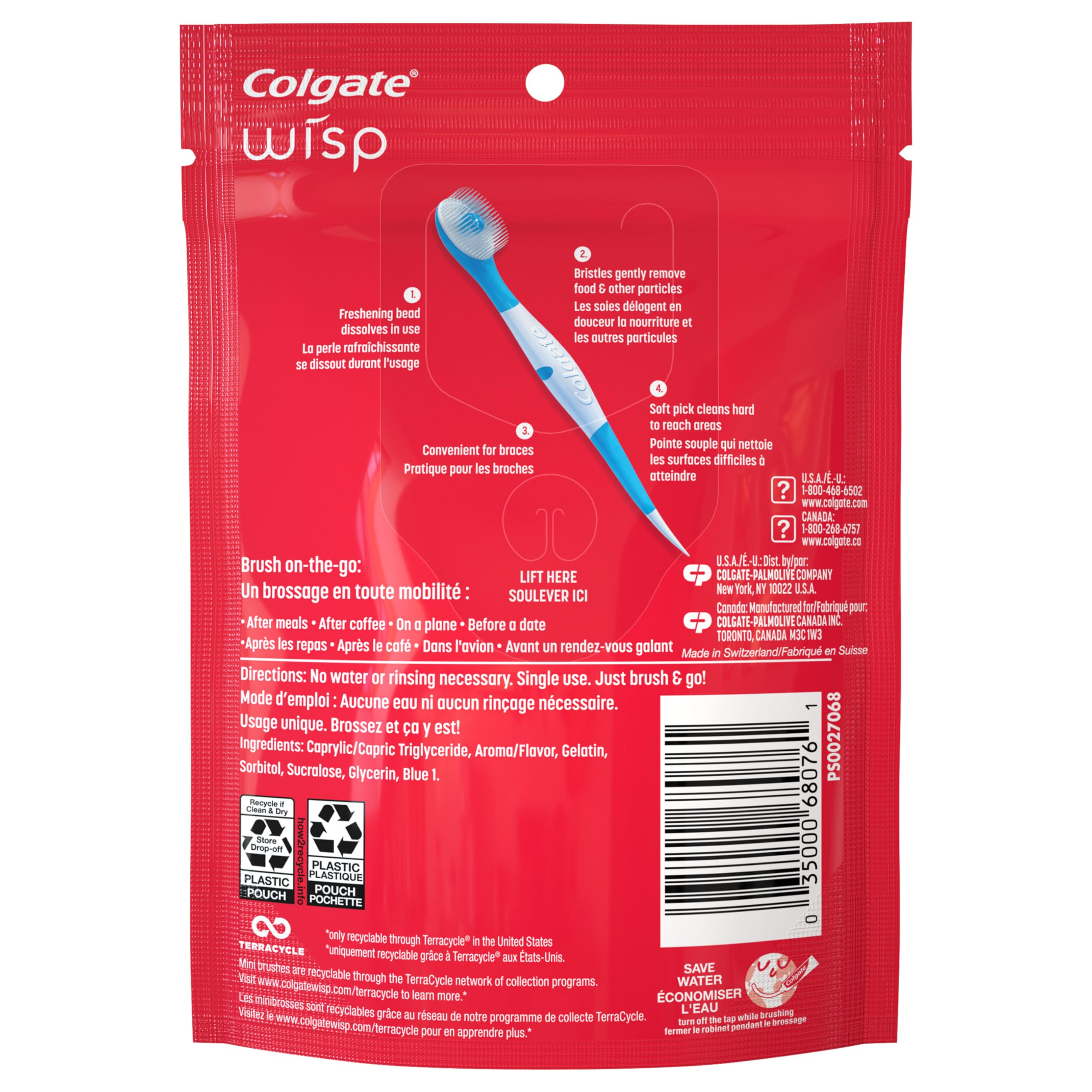 Colgate Max Fresh Wisp Disposable Mini Travel Toothbrushes, Peppermint, 24 Count (Pack of 4)