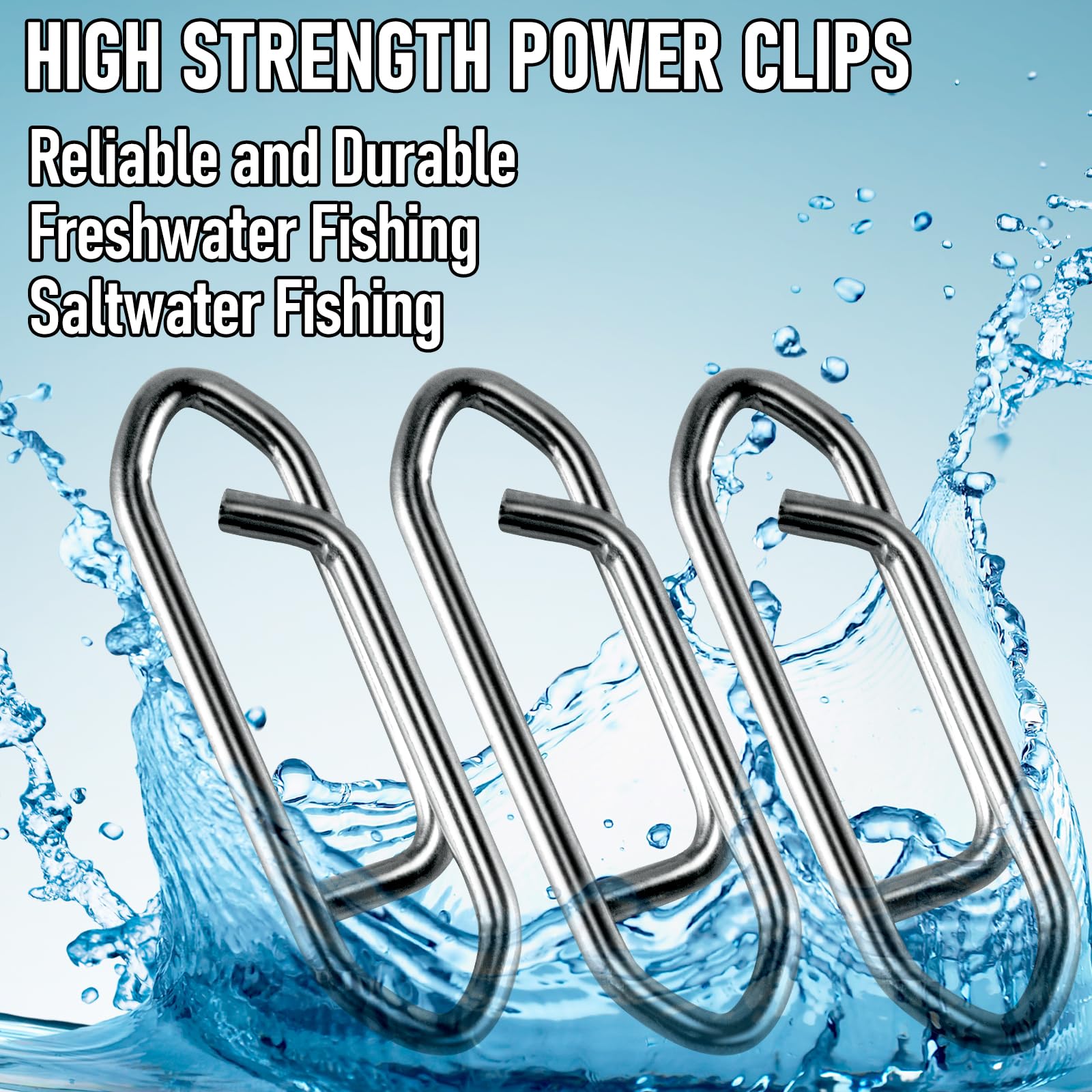 Alwonder 50PCS Fishing Power Speed Clips, High Strength Stainless Steel Speed Clip for Fishing Lure Quick Change, Freshwater Saltwater Crankbait Popper Lures Quick Snap Connector Tackle-25LB