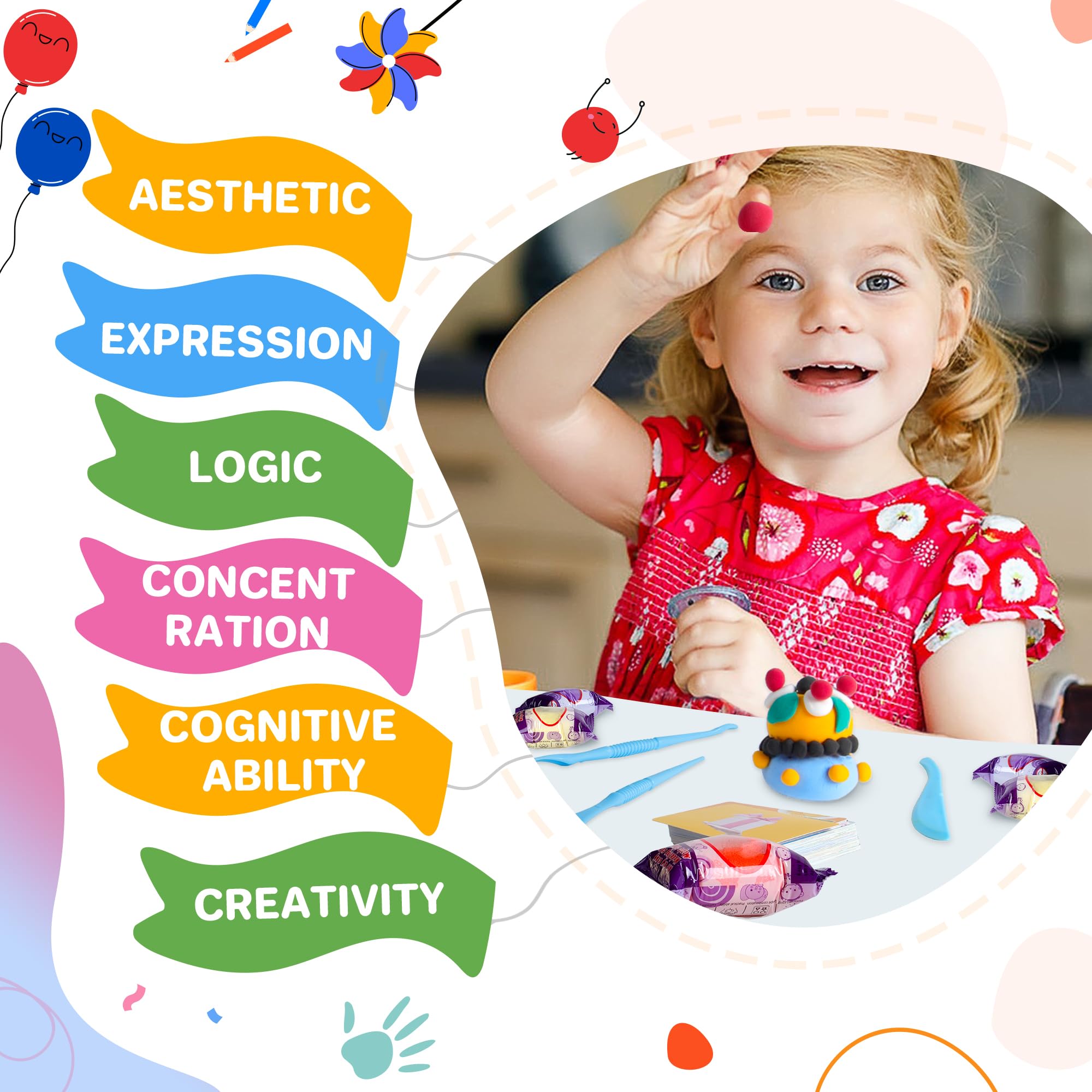 Air Dry Clay 66 Colors, Modeling Clay for Kids, DIY Model Magic Clay, Molding Clay Kit with Sculpting Tools, Non-Sticky Soft and Super Light, Arts and Crafts Gift for Boys Girls Kids
