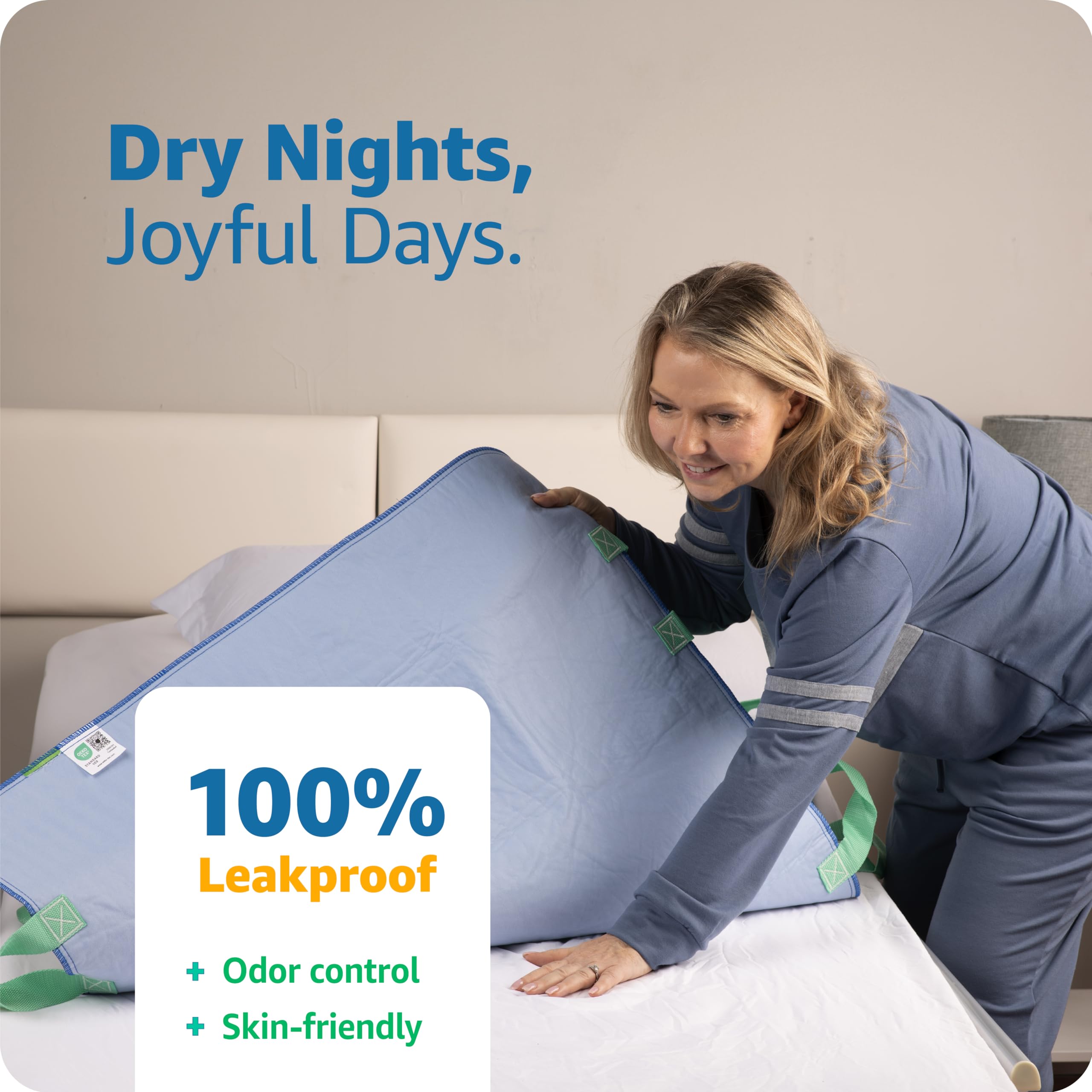 Improvia Positioning Bed Pad 34"x52" with 8 Reinforced Handles, Quick-Drying, Washable, Waterproof, Reusable, Mattress Protection, for Lifting, Turning, Transfer, Elderly and Incontinence Patients.