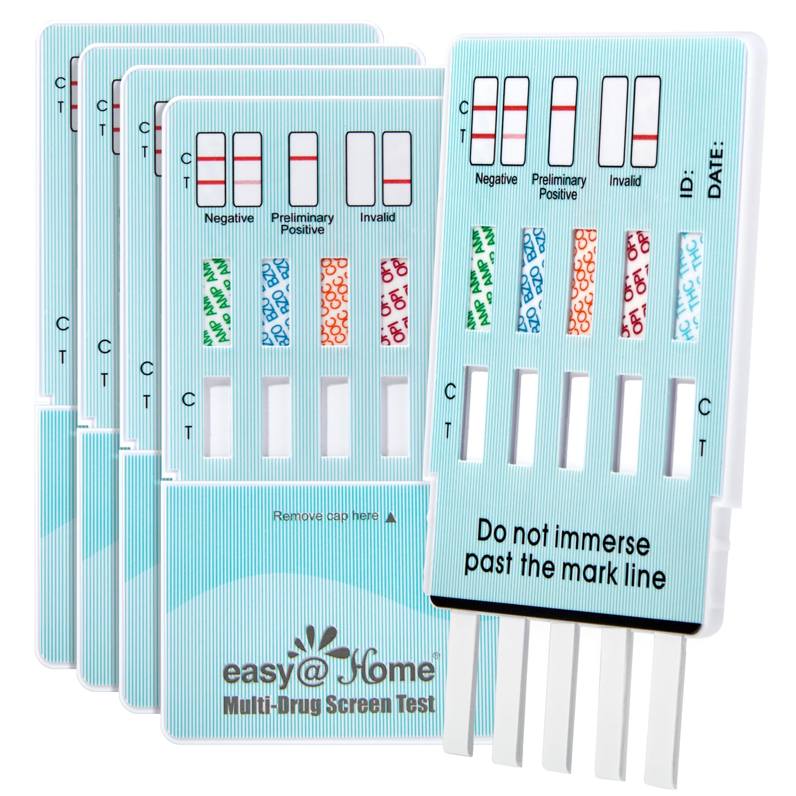 Easy@Home Multi-Drug Screen Test: Testing Amphetamine Oxazepam Cocaine Morphine Cannabinoids Home Urine Drug Testing Kits - #EDOAP-754 (5 Pack)