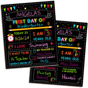 Double-Sided First Day of School Sign Board, 12 × 10 Inches Back to School Sign, Reusable Color Painting First and Last Day of Preschool Board, Washable Chalkboard for Kindergarten Pre-K