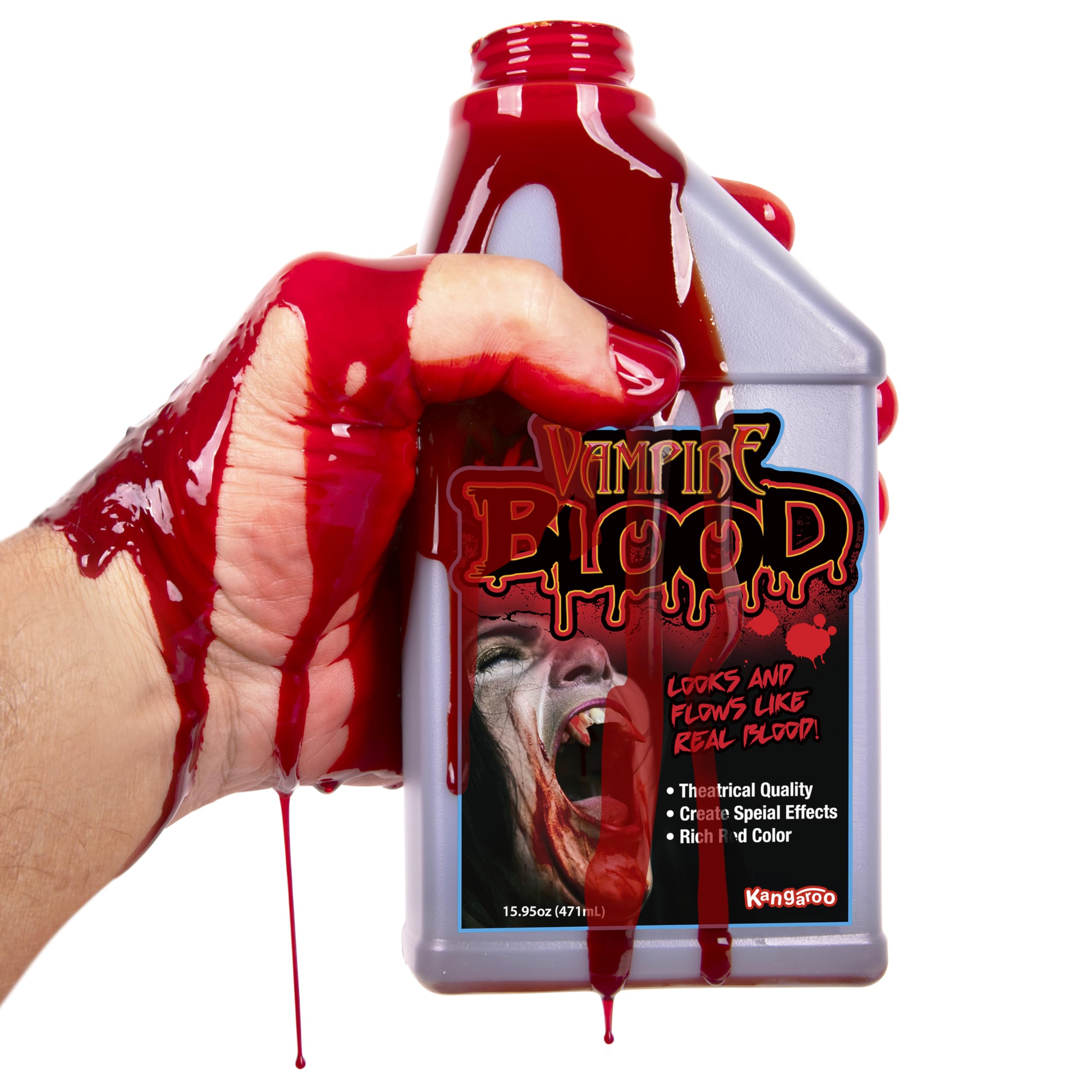 Kangaroo Fake Blood for Halloween, Special Effects Makeup, True Blood Color, 15.95 oz, Package May Vary
