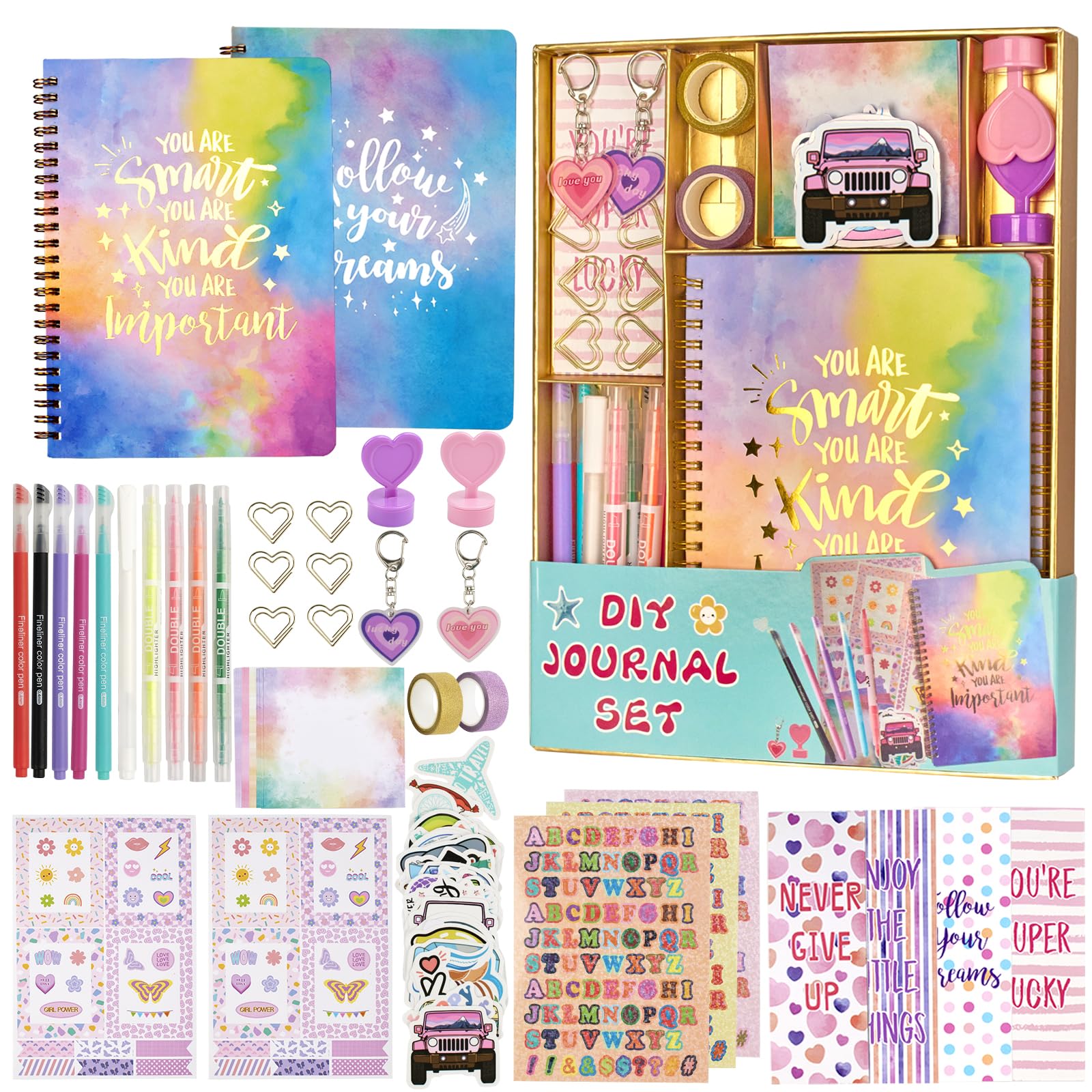 OIHEW 2 PC DIY Journal Kit for Girls Age 8-14, DIY Journal Set for Teen Girl,Christmas|Birthday Gift for 8 9 10 11 12 13 14 Year Old Girl Ideas, Stationery|Scrapbook|Diary Art Crafts Supplies Toy Set