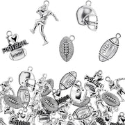 Blulu 70 Pcs Football Charms Mixed Silver Football Player's Bat Beads Pendants Necklace Crafting Sport Charms Jewelry Making Findings Accessory DIY Necklace Bracelet
