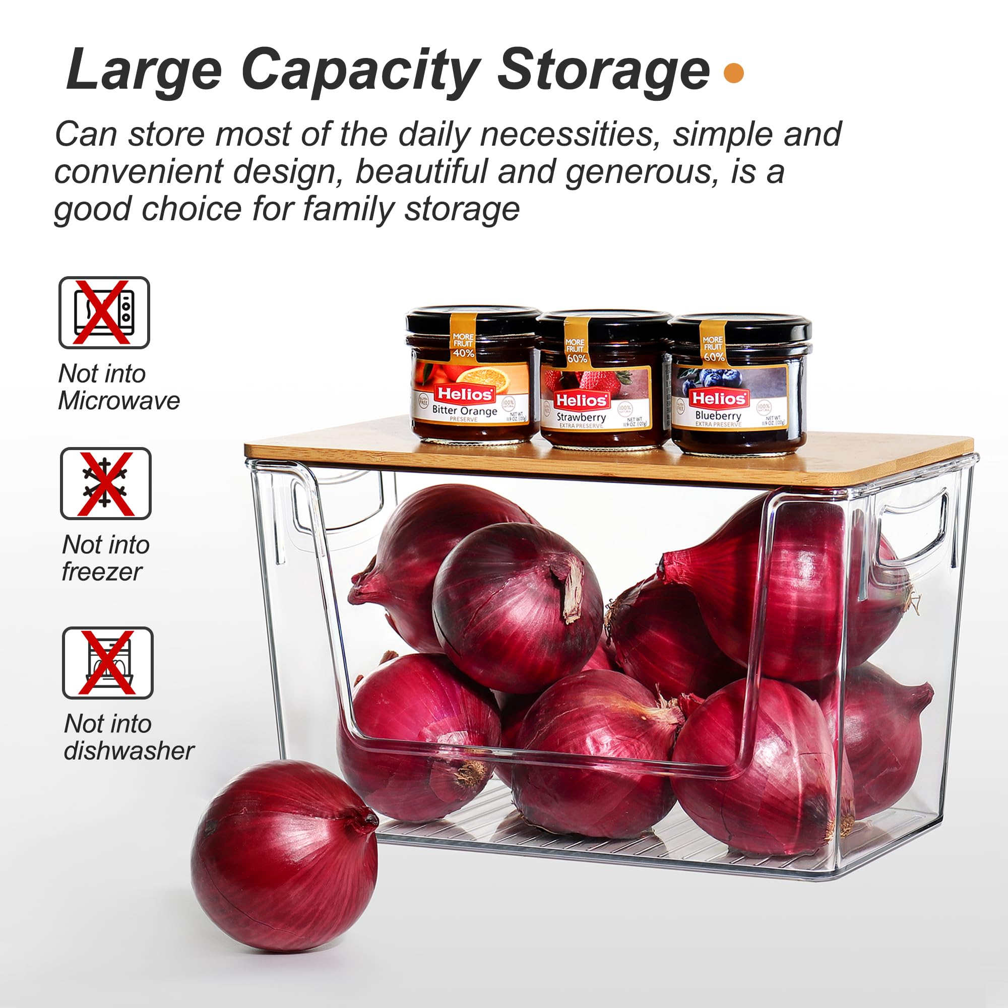 Pantry Organizers Storage, 2 Pack Stackable Kitchen Counter Bins for Onion Potato Garlic, Fruit Vegetable Produce Storage Space-Saving Countertop Organizer (12" x 7" x7")