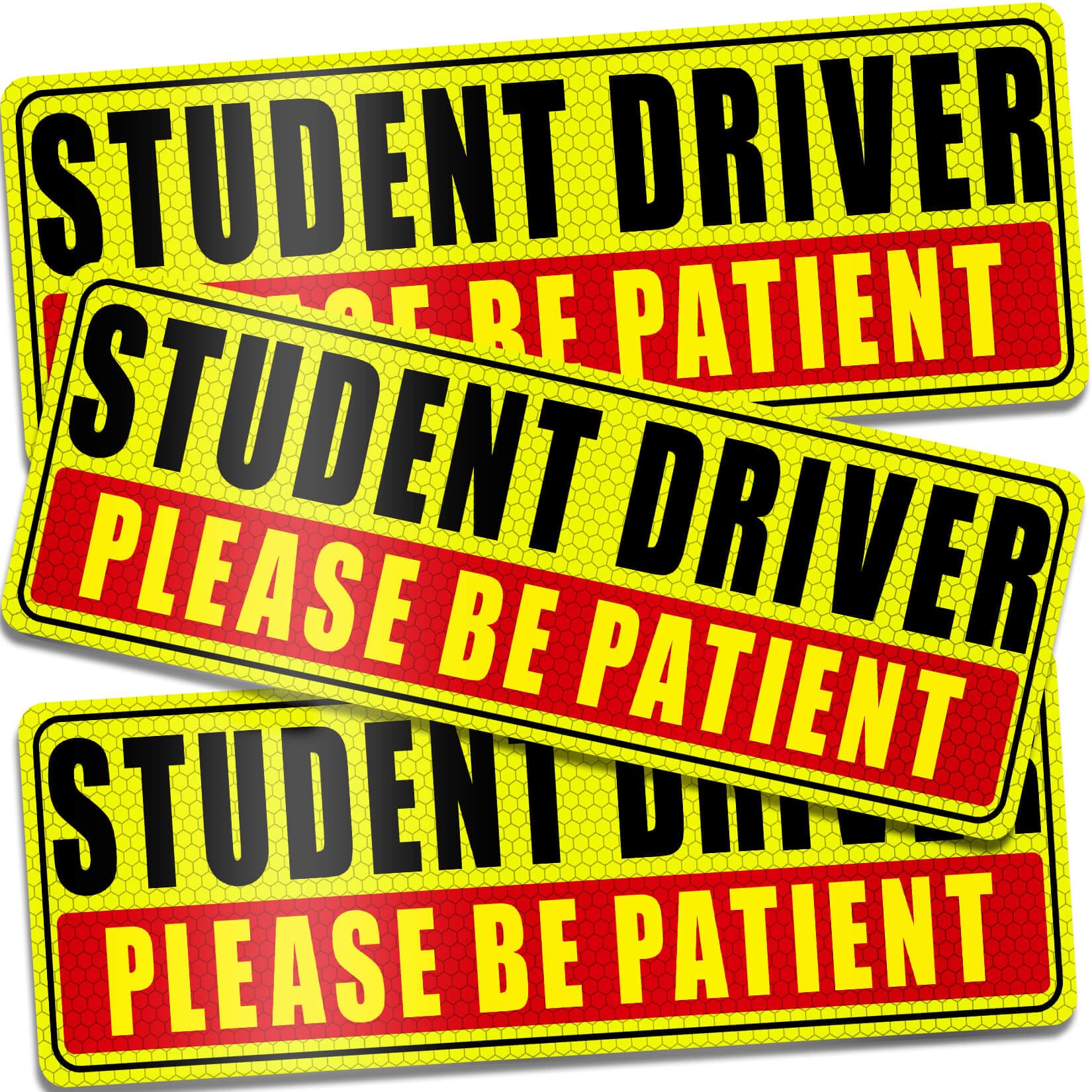 Sukh Student Driver Magnet for Car - Be Patient Student Driver Magnet New Student Driver Sticker Safety Warning Reflective Signs Reusable Movable 3 Pcs