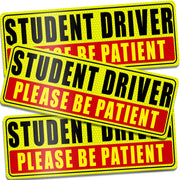 Sukh Student Driver Magnet for Car - Be Patient Student Driver Magnet New Student Driver Sticker Safety Warning Reflective Signs Reusable Movable 3 Pcs