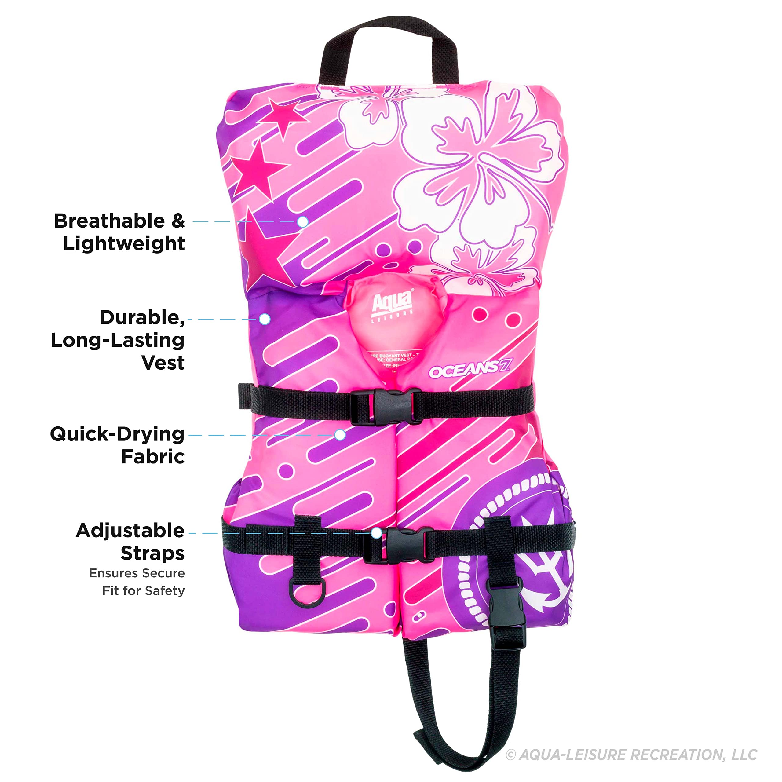 Oceans 7 US Coast Guard Approved, Infant-Child-Youth Life Jacket Vest – Sizes for 8-90 Lbs. – Type III Vest, PFD, Personal Flotation Device