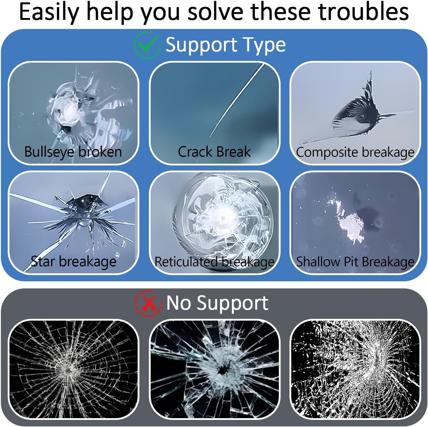Windshield Crack Chip Repair Kit Quick Fix Car Windows Glass Tool 2 Bottles Used for Scratches