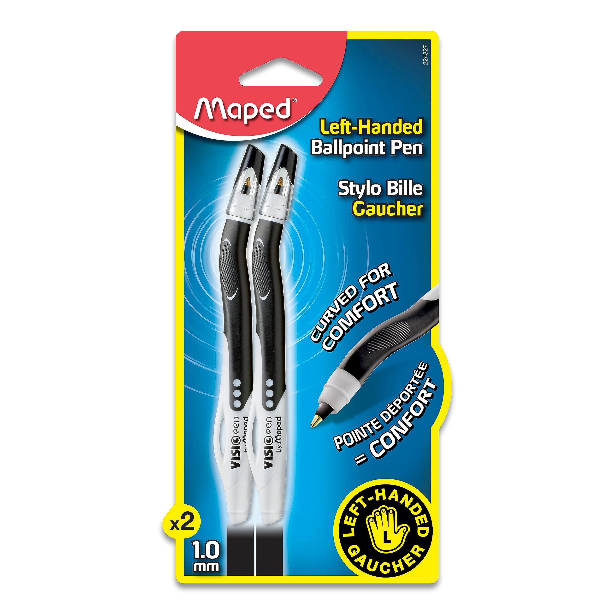 Maped - Visio Left-Handed Quick-Drying Ballpoint Pen - 2 Pack - Left Handed - Innovative Left Handed - Innovative Left Handed - Innovative