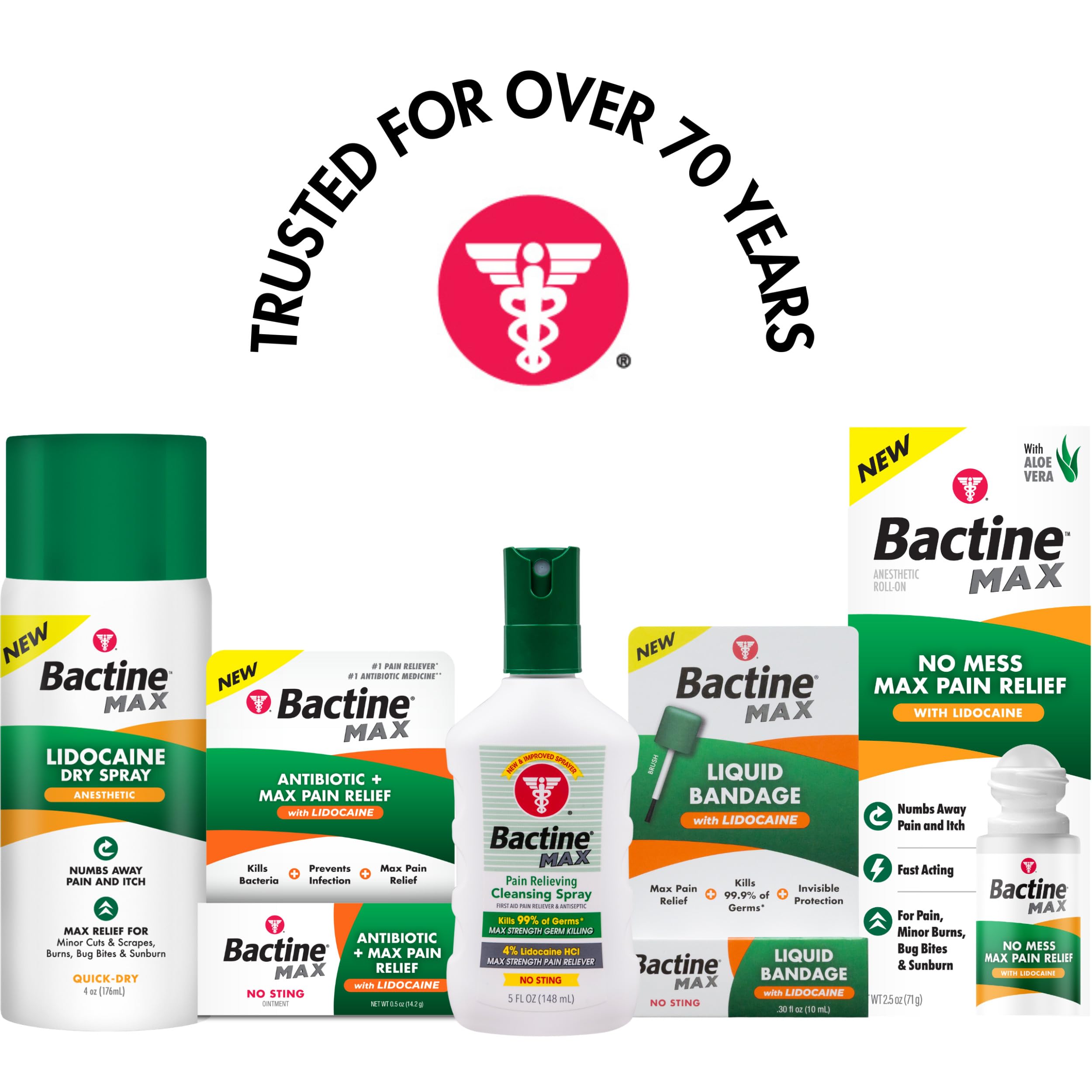 Bactine MAX First Aid Spray - Cleansing Spray with 4% Lidocaine - Relief for Minor Cuts, Burns & Bug Bites - 5oz