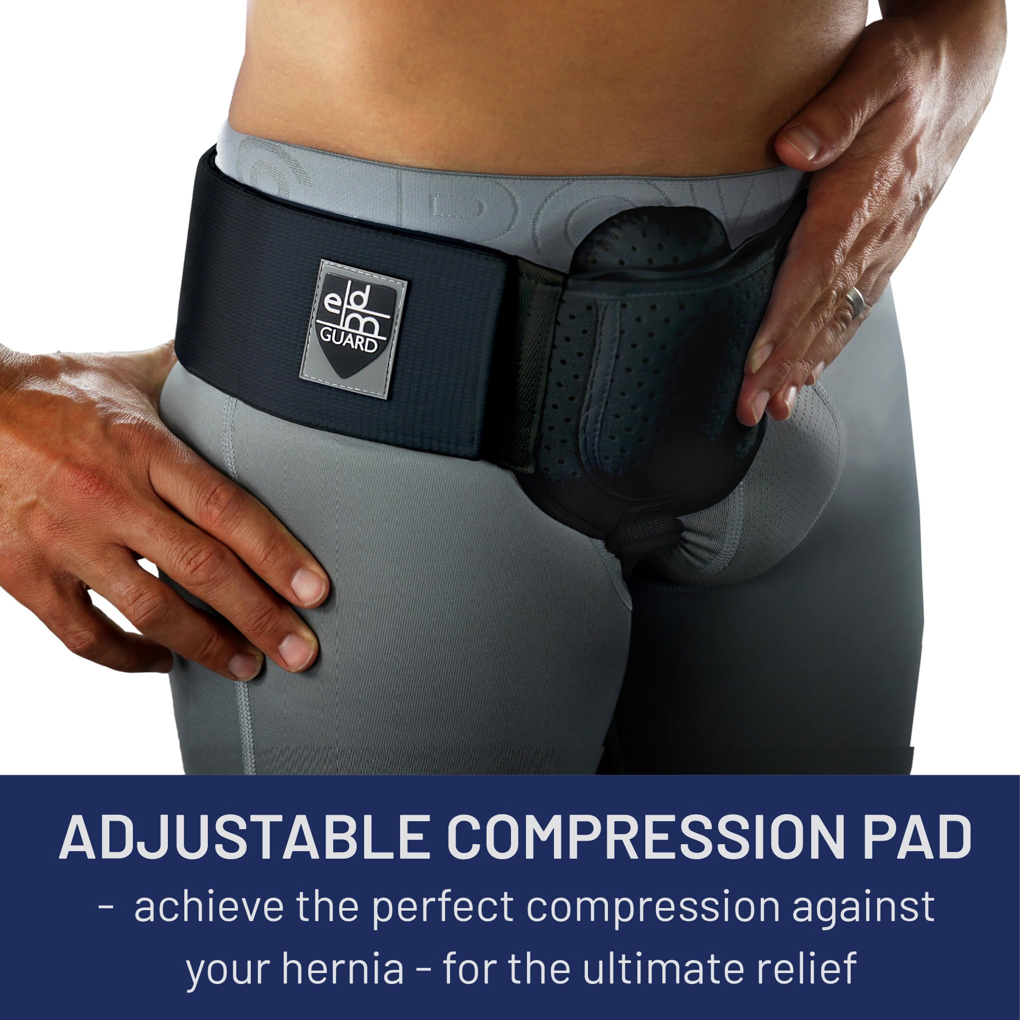 Everyday Medical Inguinal Hernia Support Belt for Men I Fits Left or Right Side I Post Surgery Men and Womens Hernia Support Truss for Inguinal, Groin Hernias I Adjustable Waist Strap I Black, S/M
