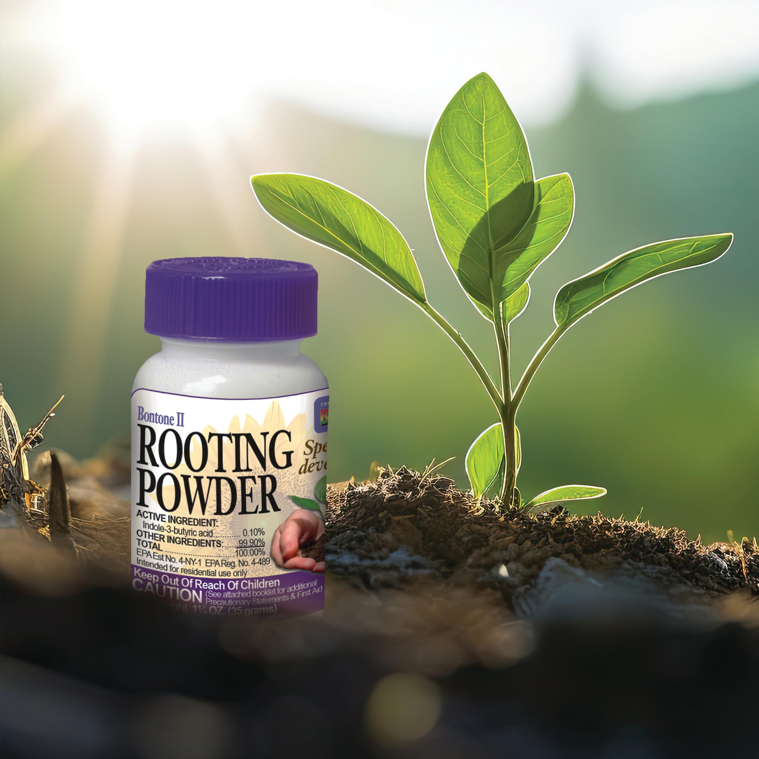 Bonide Bontone II Rooting Powder, 1.25 oz Ready-to-Use Dust for Houseplants and Transplants Speeds Root Development