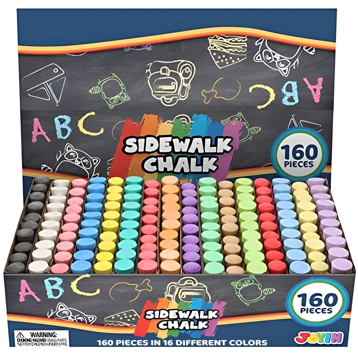 160 Stück Straßenkreide-Set, ungiftige, abwaschbare Riesenkreide für Kunst im Freien, Malen auf Kreidetafel, Schultafel und Spielplatz