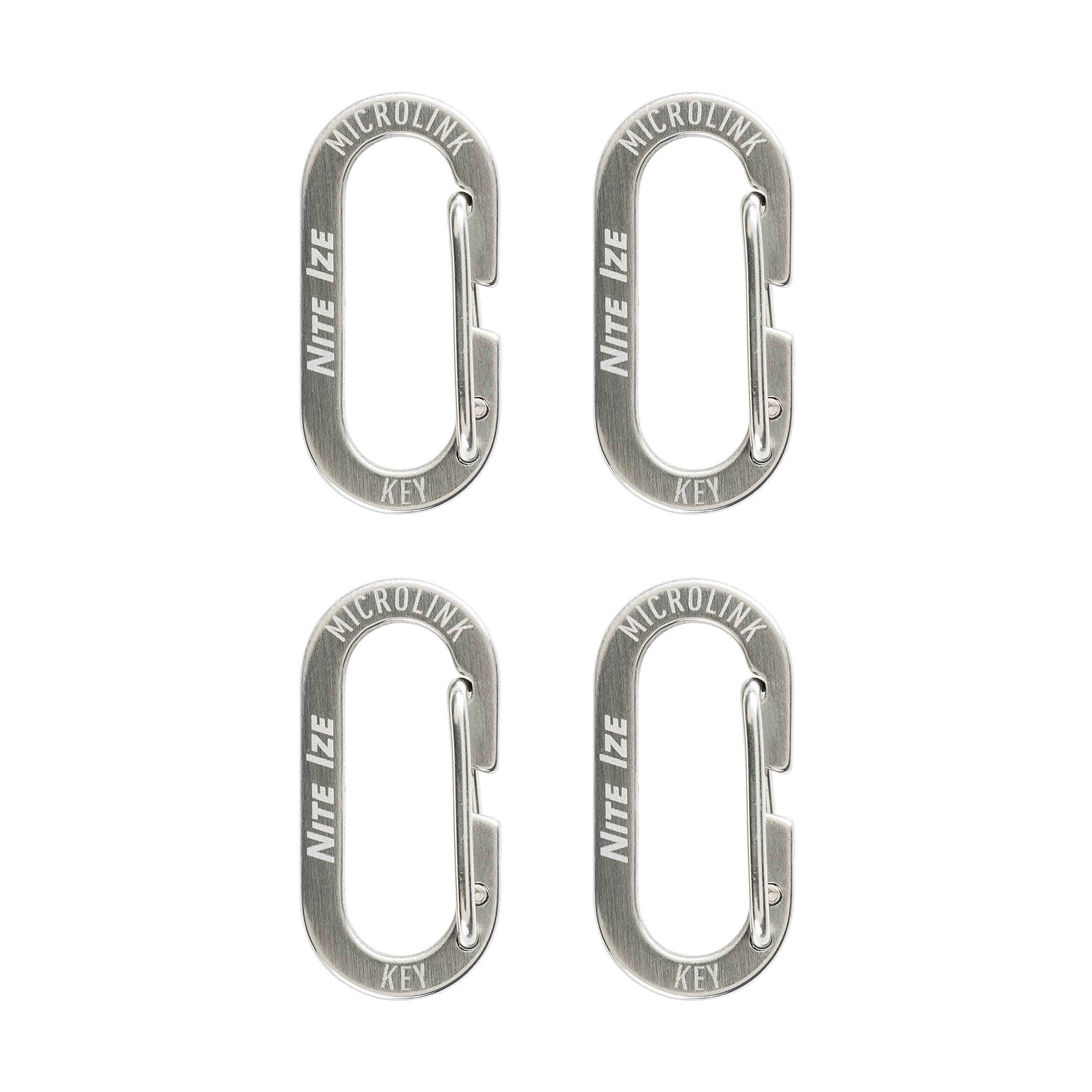 Nite Ize MicroLink Carabiner, Stainless Steel Mini Key Rings for Keys Fobs MultiTools and More, 4 Pack