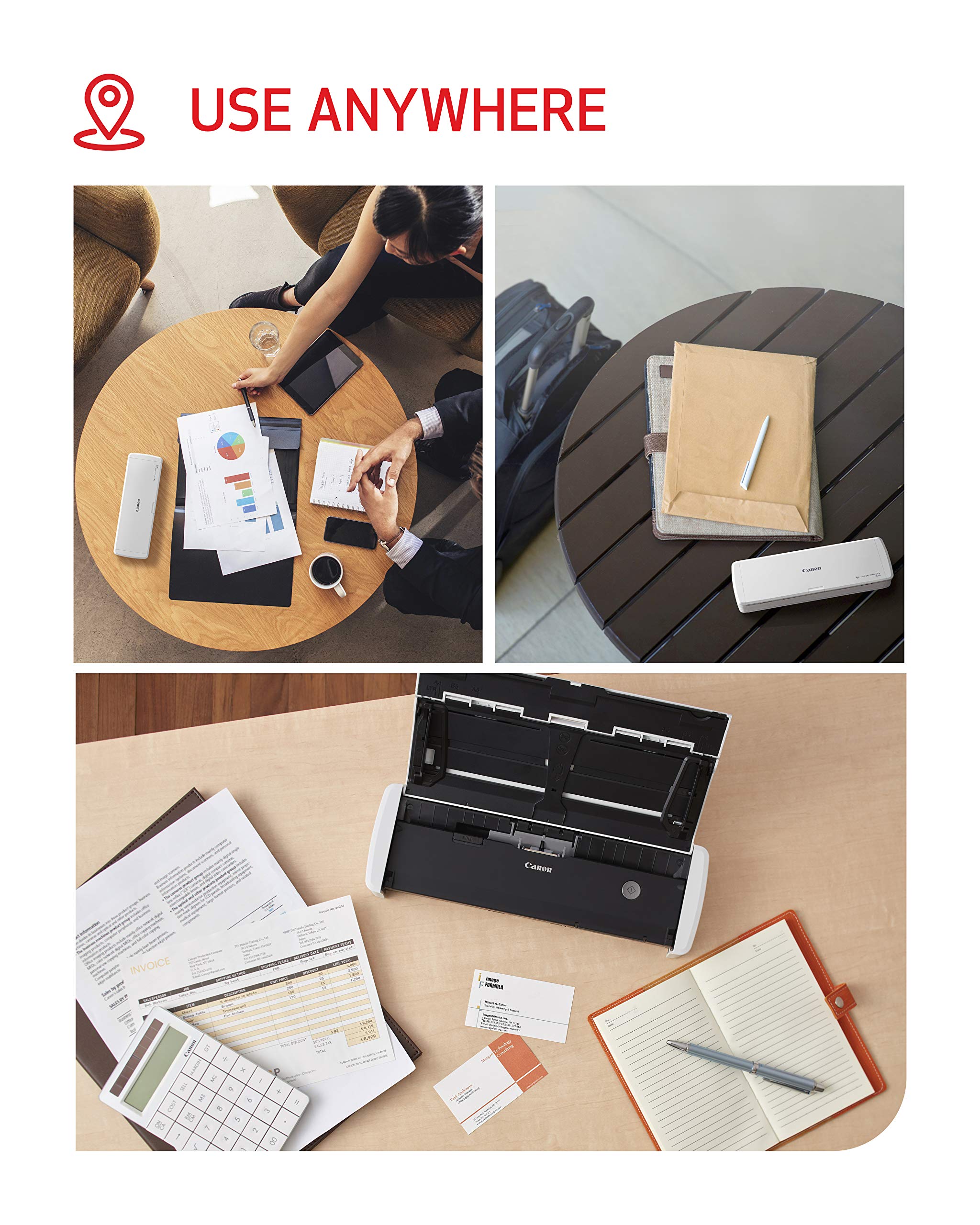 Canon imageFORMULA R10 - Portable Document Scanner, USB Powered, Duplex Scanning, Document Feeder, Easy Setup, Convenient, Perfect for Mobile Users