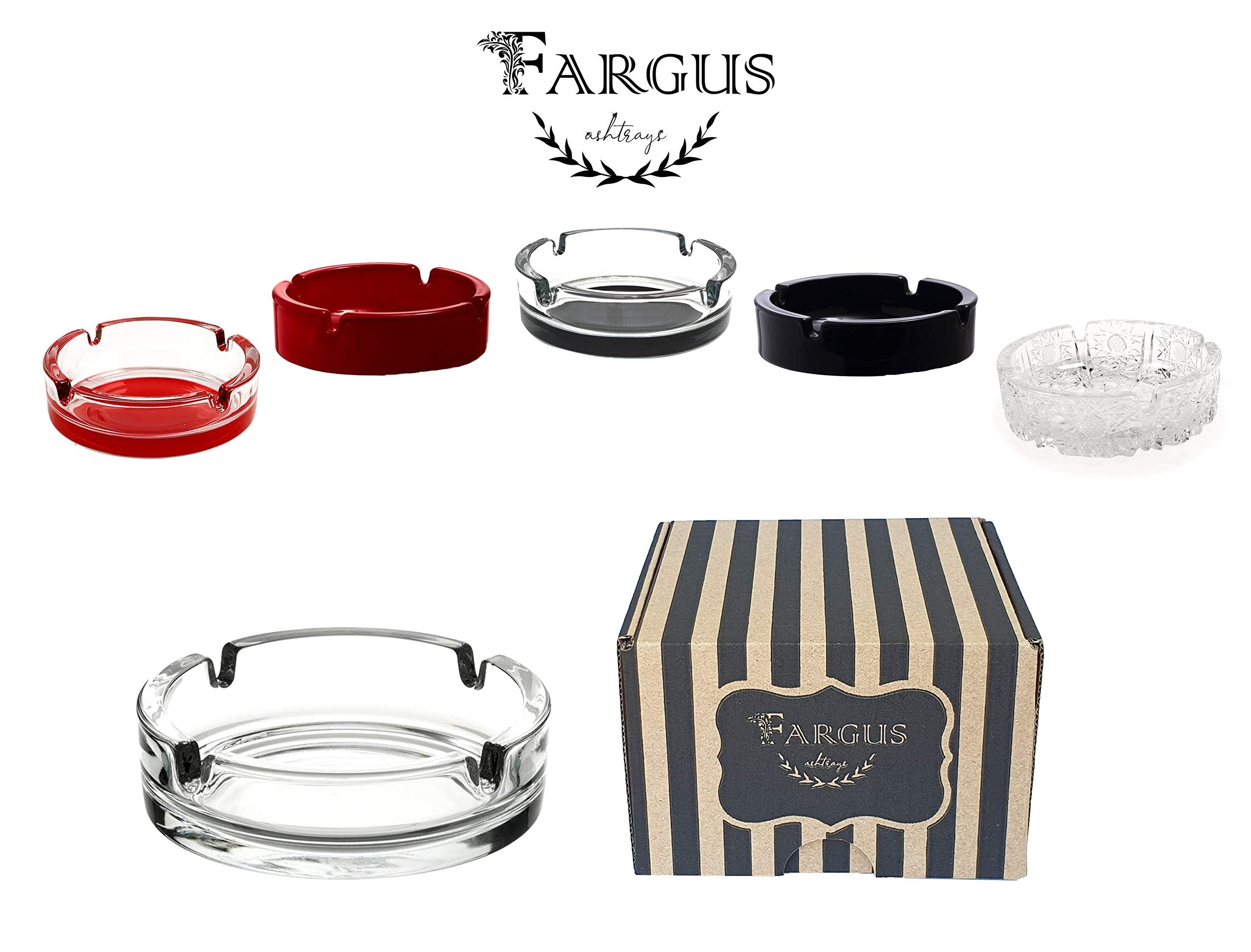 Fargus Glass Ashtrays for Cigarettes, Portable Decorative Modern Ashtray for Home Office Indoor Outdoor Patio Use, Fancy Cute Cool Ash Tray, Pack of 2 (Clear)