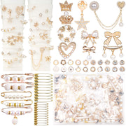 DoDoBeads 60-teiliges Socken-Anhänger-Set, goldene Broschen und Anstecknadeln für Damen, Perlen- und Strass-Socken-Anhänger mit Sicherheitsnadeln, DIY-Zubehör zum Verzieren und Personalisieren von Socken