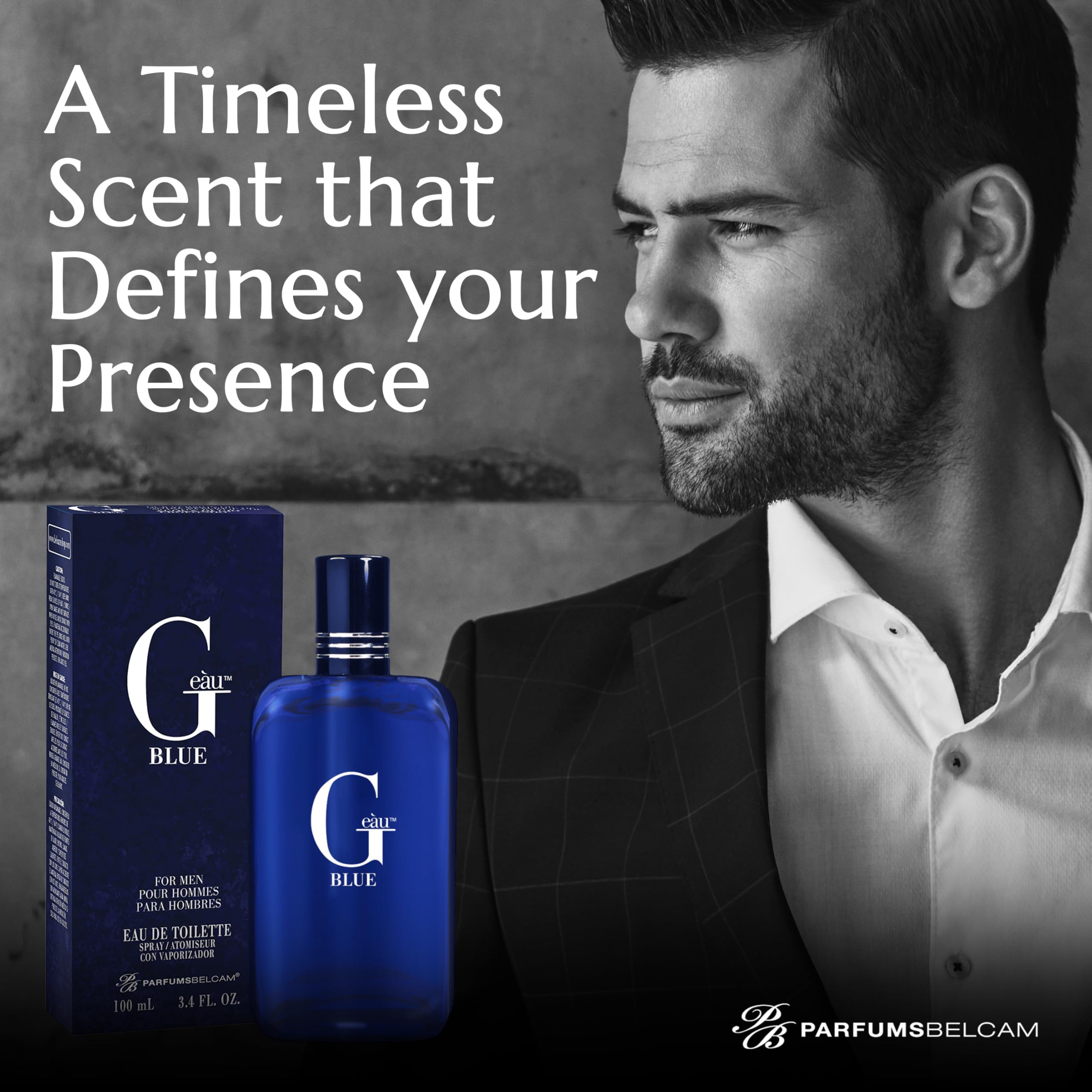 PB ParfumsBelcam G Eau Blue Eau de Toilette Spray – Men’s Cologne, Long-Lasting Summer Fragrance for Men and Teen Boys, Perfume para Hombre – 3.4 Fl Oz – Fresh Blue Scent