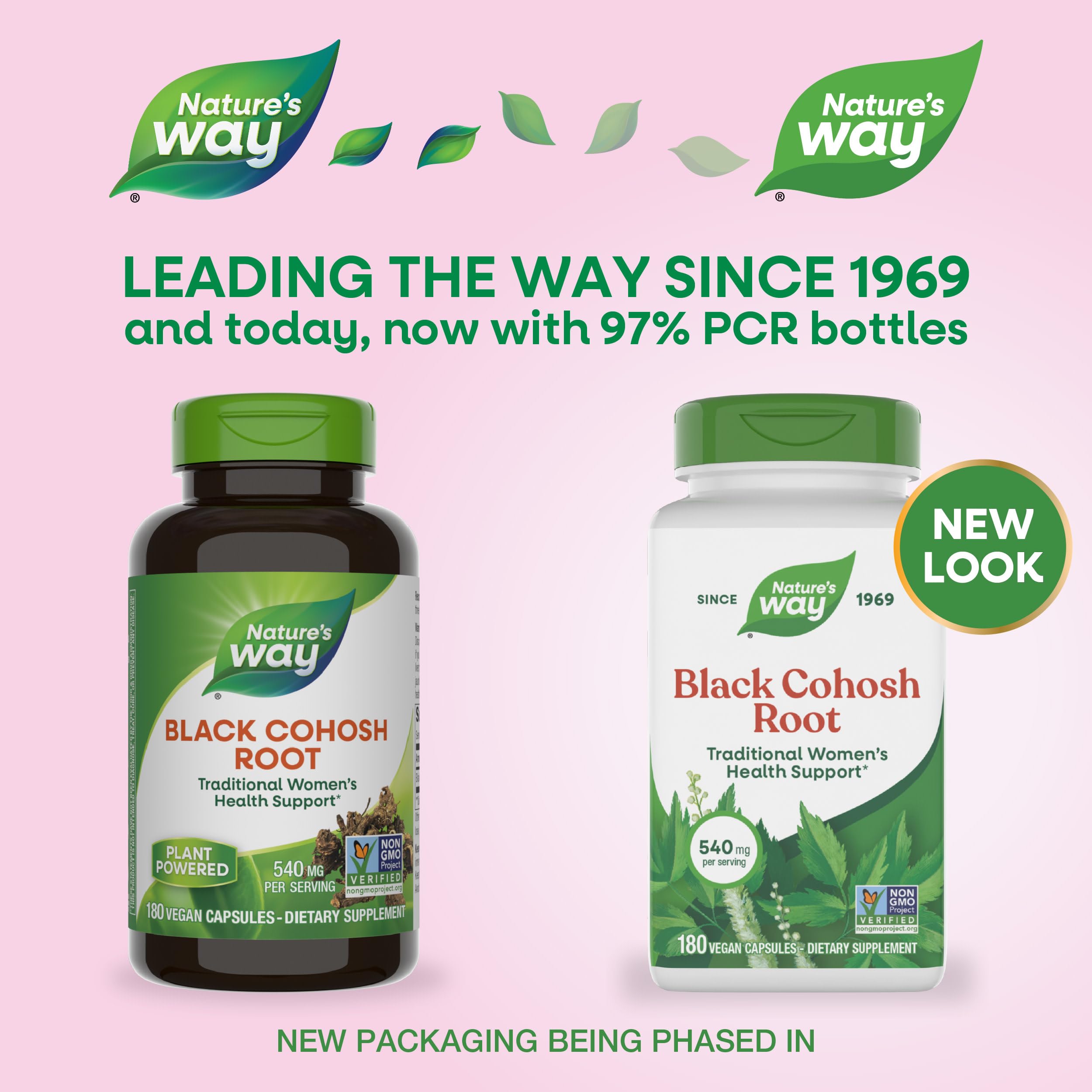Nature's Way Black Cohosh Root, Traditional Support for Women's Health*, 540 mg per Serving, Non-GMO Project Verified, 180 Capsules