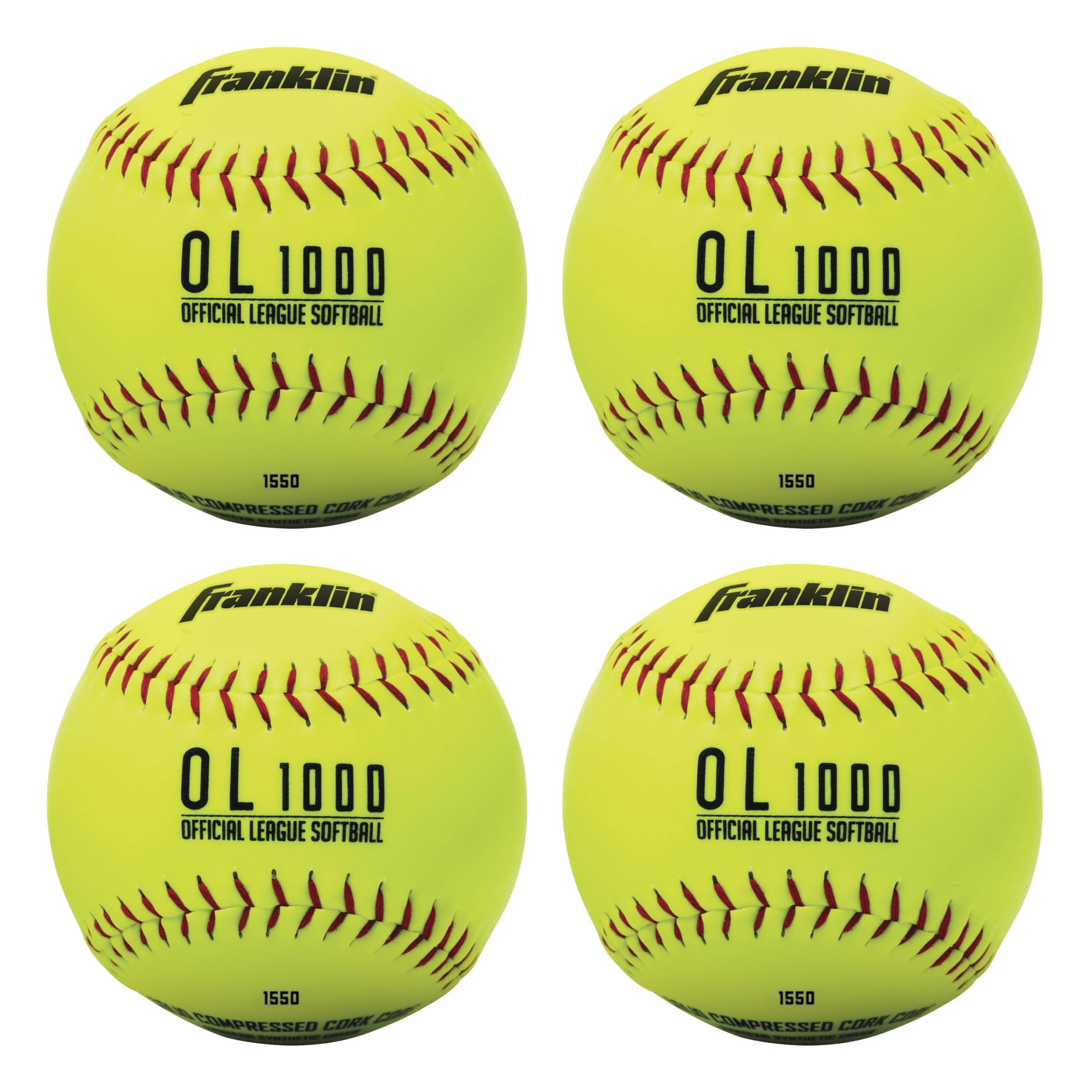 Franklin Sports Official Size Softballs - 12" Fastpitch Practice Great for + Training Weight 4 Pack