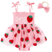 TITKKOP Baby Mädchen 1. Geburtstag Kleidung Einjähriger Tüll Strampler Ärmelloser Body Cake Smash Outfits (Pink4, 12-18M)