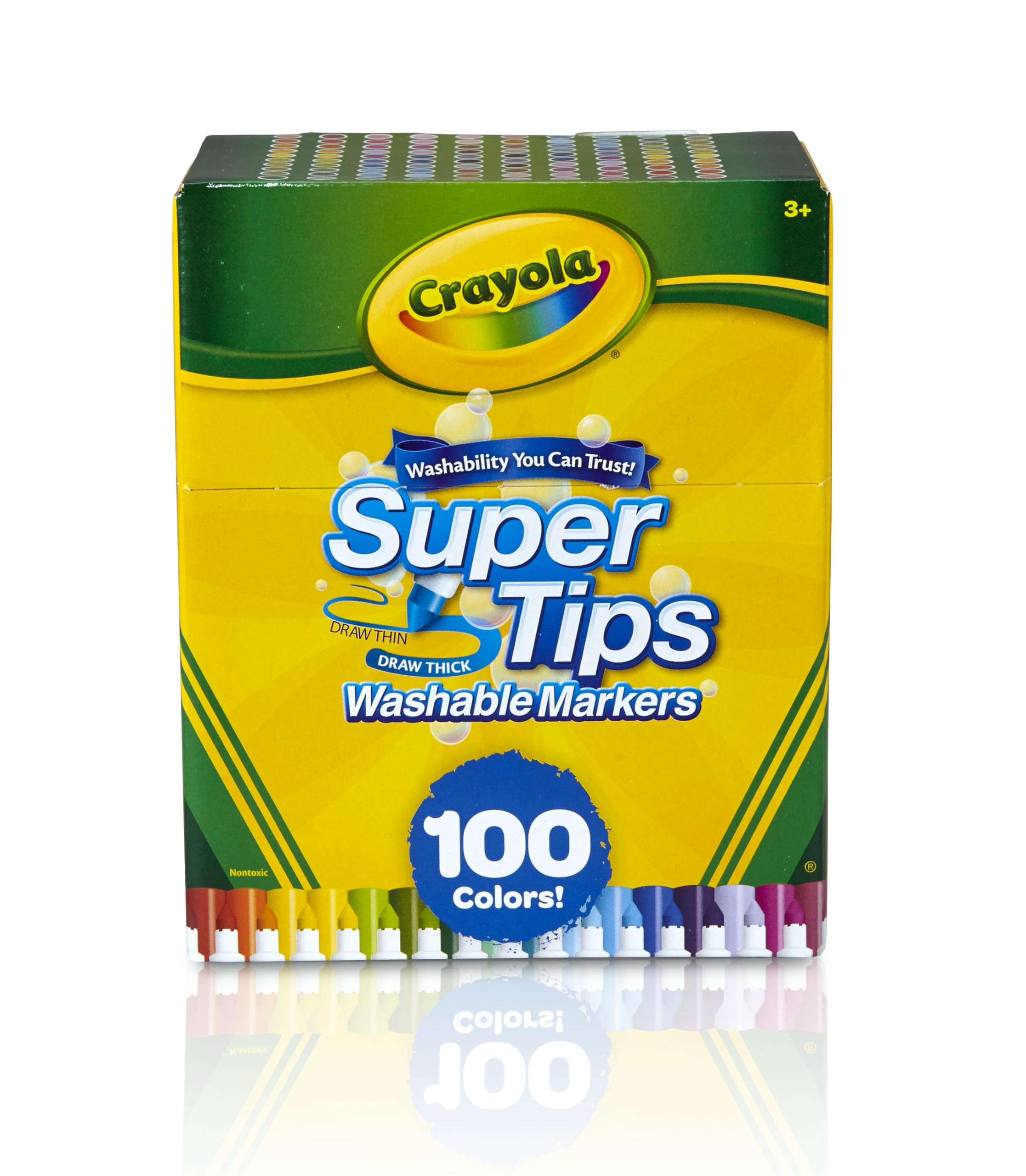 Crayola Super Tips Marker Set for Kids (100ct), Broad Tip & Fine Point Washable Art Markers for Kids, Bulk School Supplies, Teacher Classroom Must Haves, Drawing Supplies