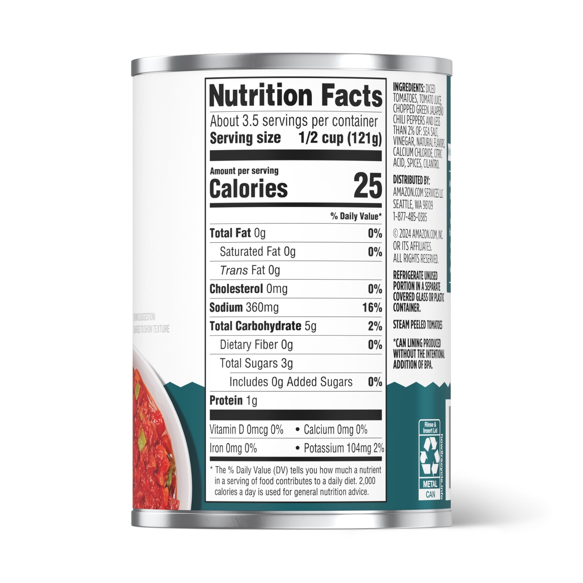 Amazon Grocery, Diced Tomatoes with Mild Green Chilies, 14.5 Oz (Previously Amazon Fresh, Packaging May Vary)