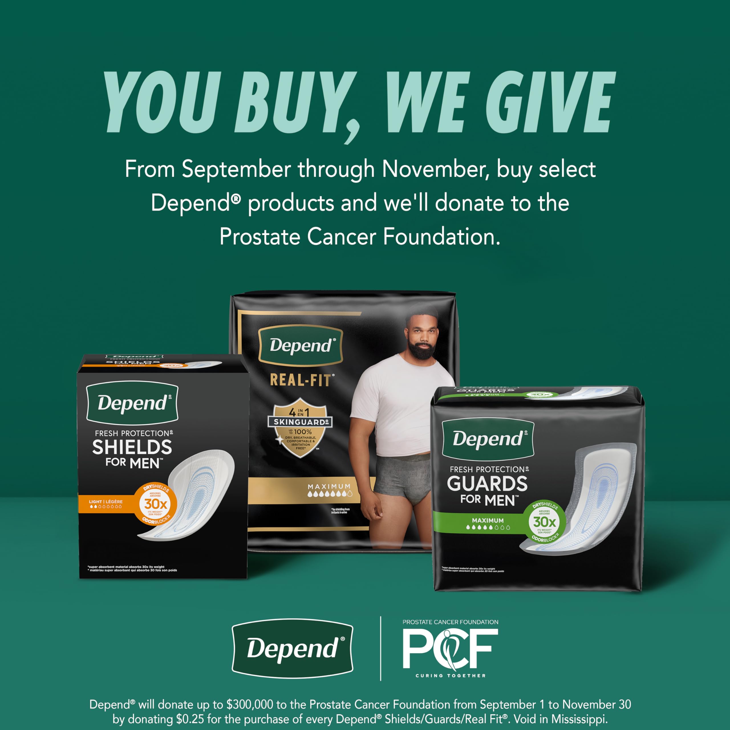 Depend Guards Incontinence Pads for Men, Maximum Absorbency, 104 Count (2 Packs of 52), Packaging May Vary